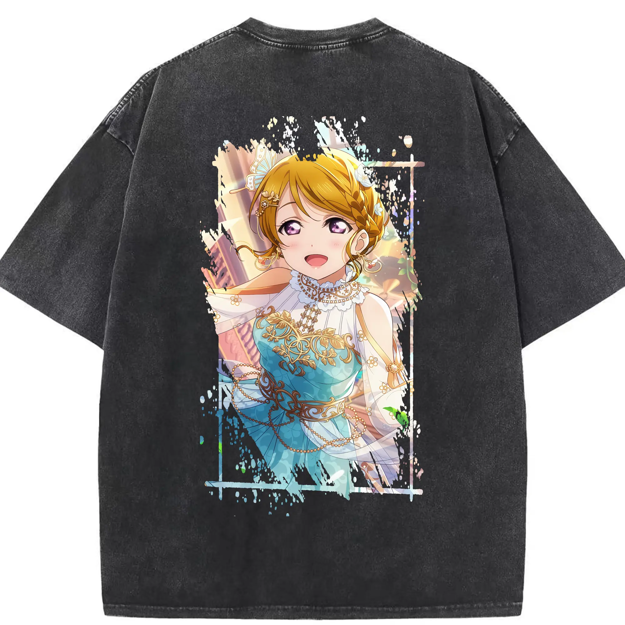 Love Live! グッズ,小泉花陽 - 綿100％ ヴィンテージ風 半袖Tシャツ ・ 背面プリント ・ 柔らか肌触り ・ 通気性 快適 ・ スポーツ カジュアル 外出用