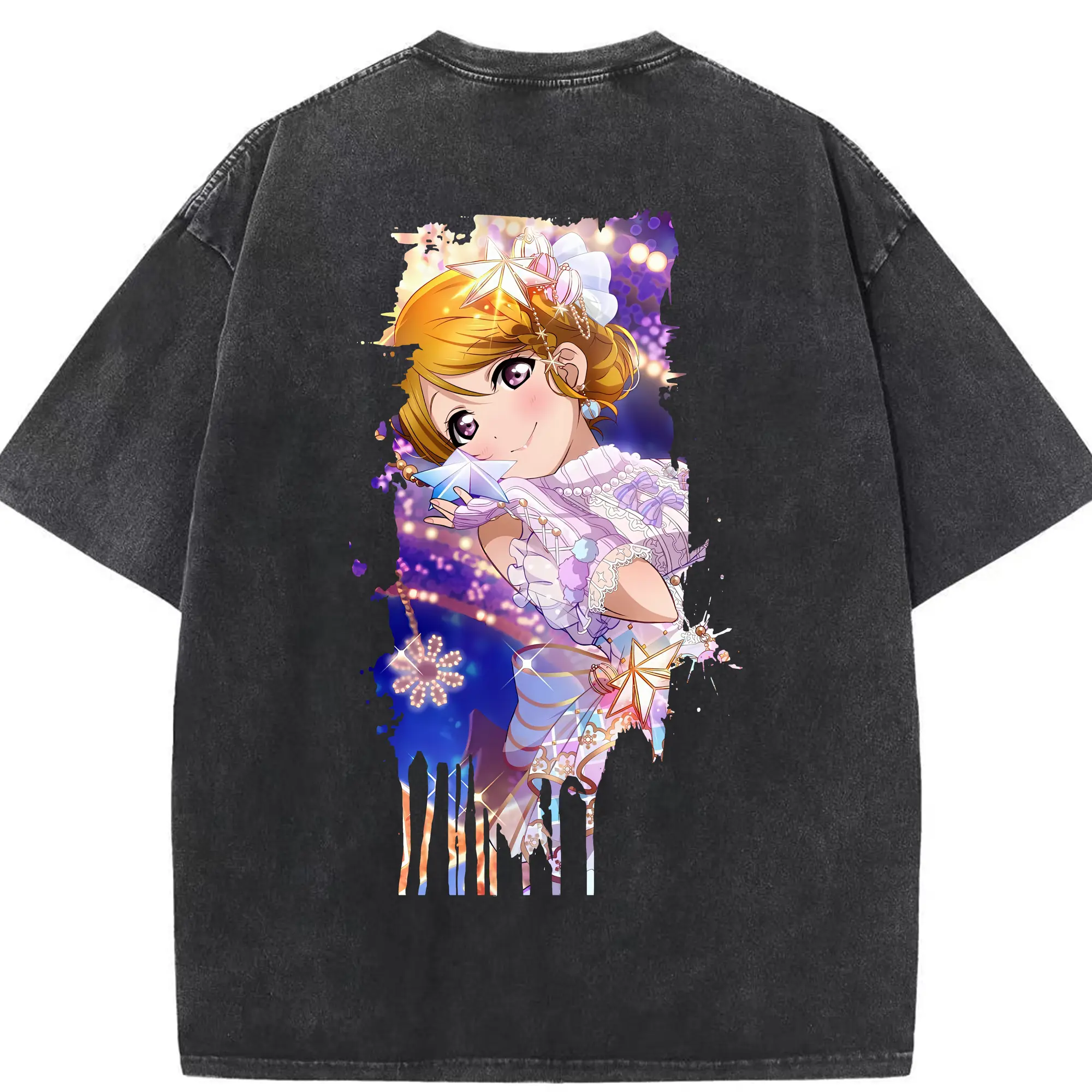 Love Live! グッズ,小泉花陽 - 綿100％ ヴィンテージ風 半袖Tシャツ ・ 背面プリント ・ 柔らか肌触り ・ 通気性 快適 ・ スポーツ カジュアル 外出用