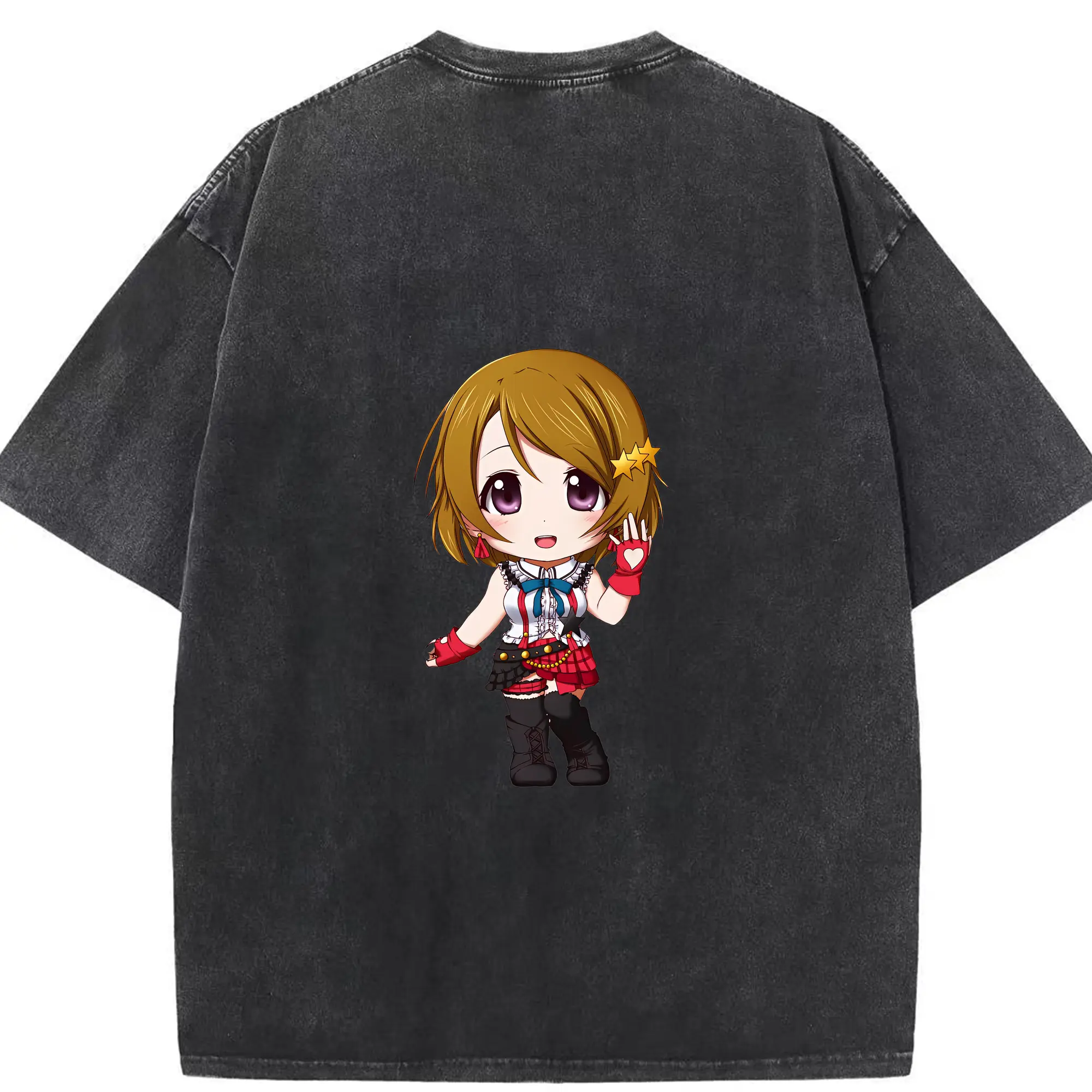 Love Live! グッズ,小泉花陽 - 綿100％ ヴィンテージ風 半袖Tシャツ ・ 背面プリント ・ 柔らか肌触り ・ 通気性 快適 ・ スポーツ カジュアル 外出用