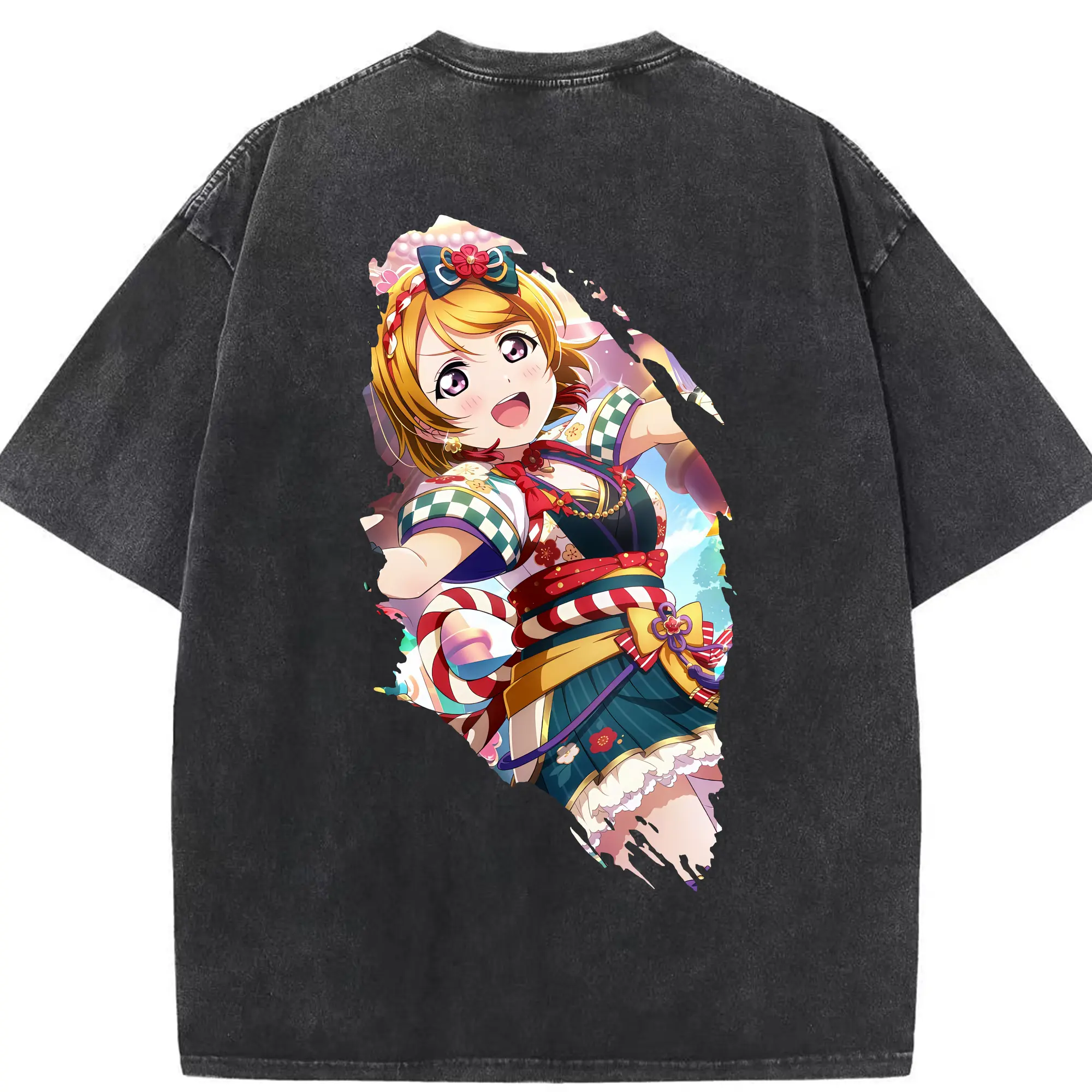 Love Live! グッズ,小泉花陽 - 綿100％ ヴィンテージ風 半袖Tシャツ ・ 背面プリント ・ 柔らか肌触り ・ 通気性 快適 ・ スポーツ カジュアル 外出用