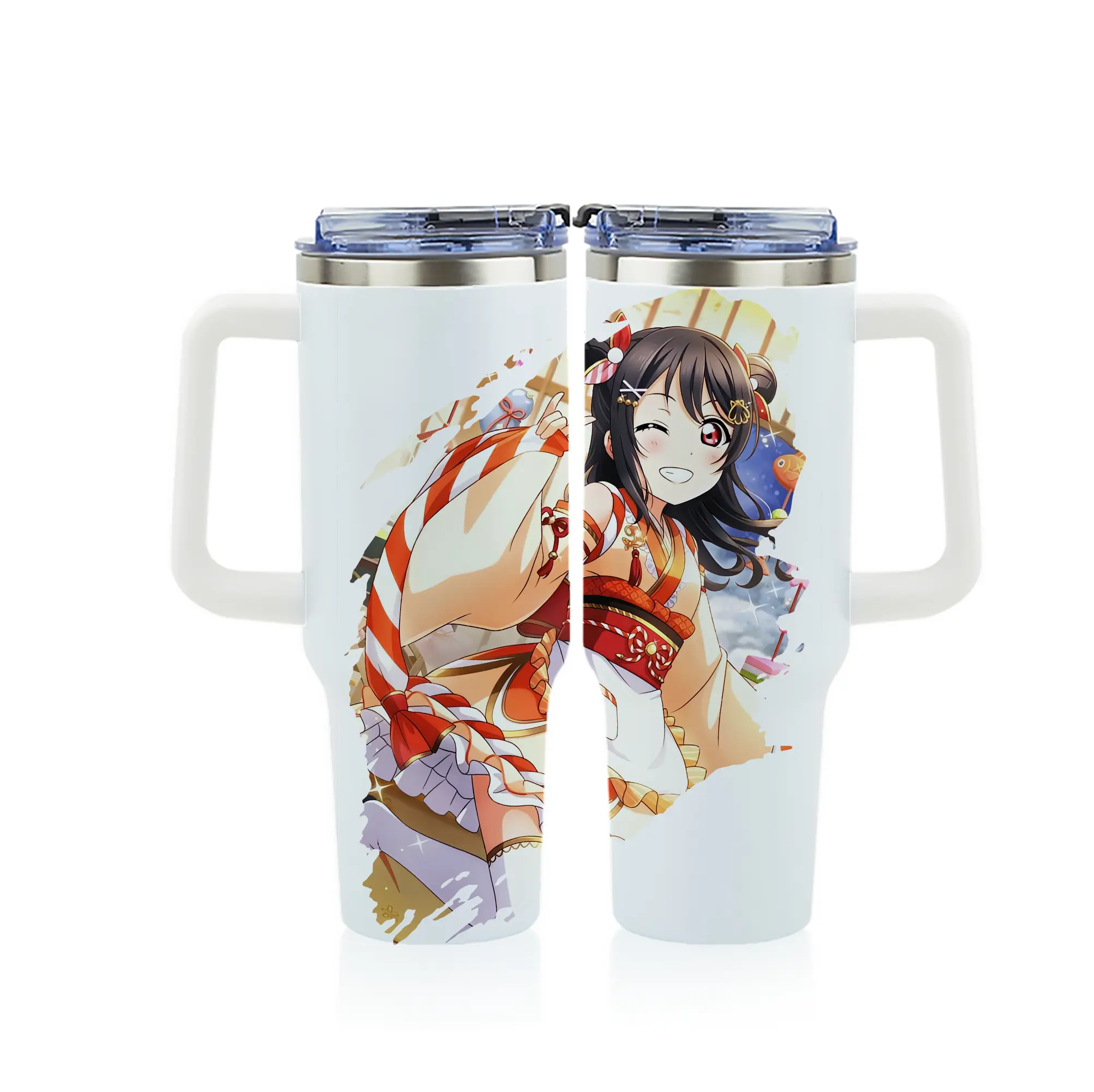 Love Live! グッズ,矢澤にこ - 1200mL フルプリント車用タンブラー ・ 304ステンレス 内側 ・ 201ステンレス 外側 ・ 保温 保冷 ・ 通勤 ドライブ アウトドア用