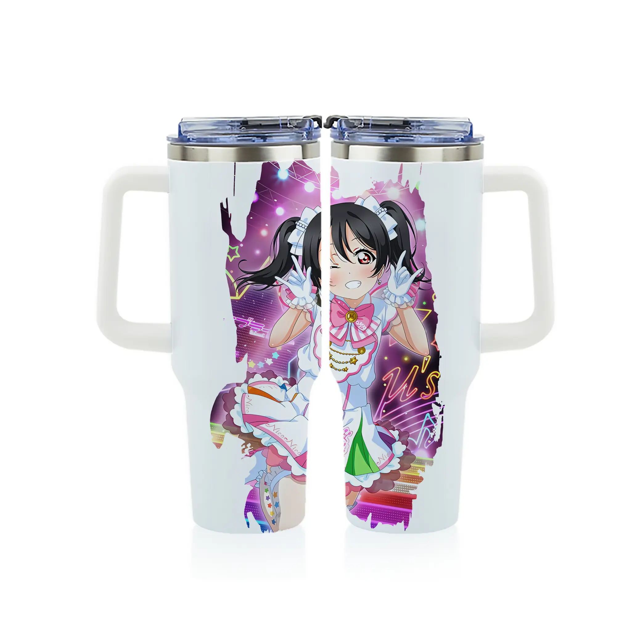 Love Live! グッズ,矢澤にこ - 1200mL フルプリント車用タンブラー ・ 304ステンレス 内側 ・ 201ステンレス 外側 ・ 保温 保冷 ・ 通勤 ドライブ アウトドア用