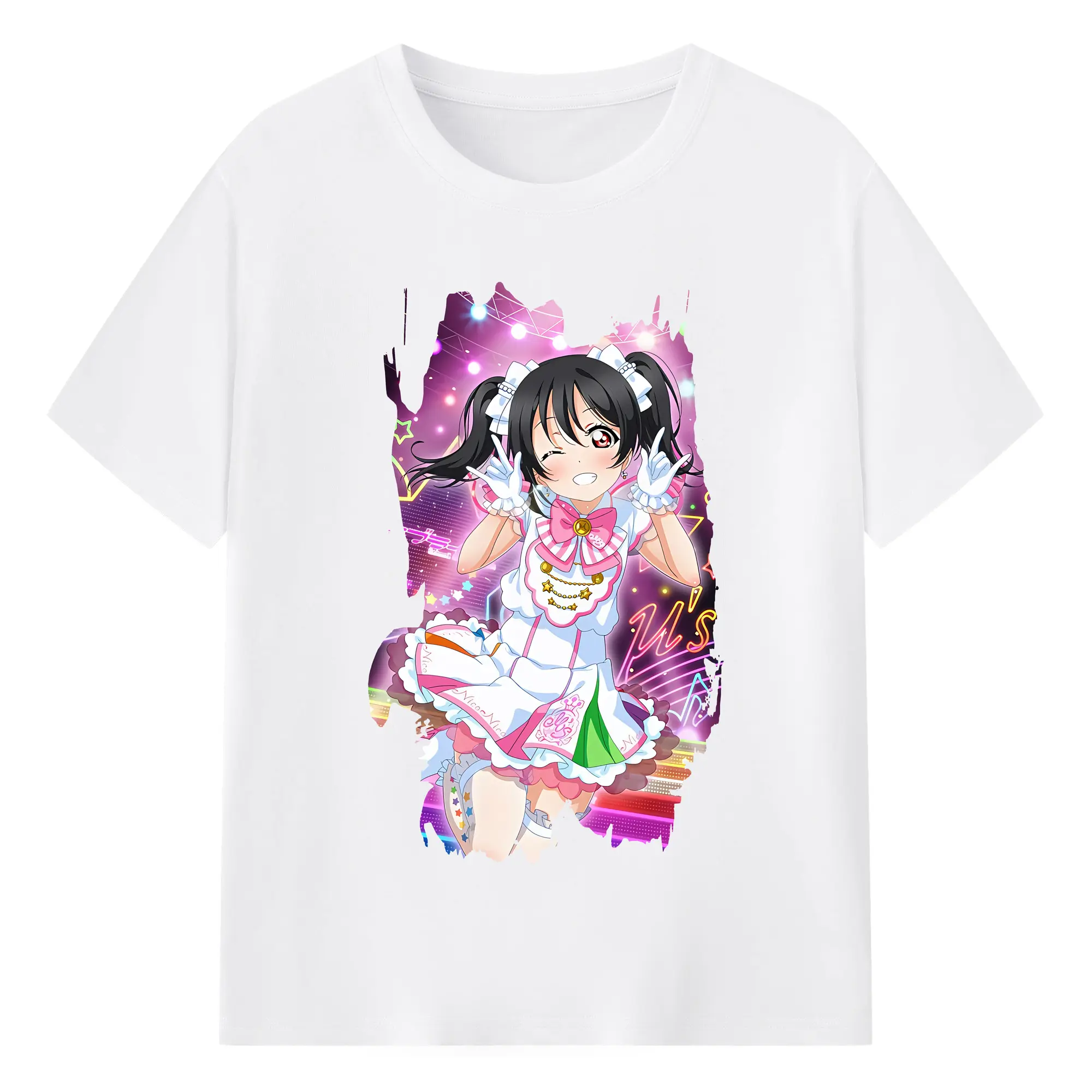 Love Live! グッズ,矢澤にこ - 綿100％ 半袖Tシャツ ・ フロントプリント ・ 快適 通気性 ・ 日常使い 散歩 スポーツ用