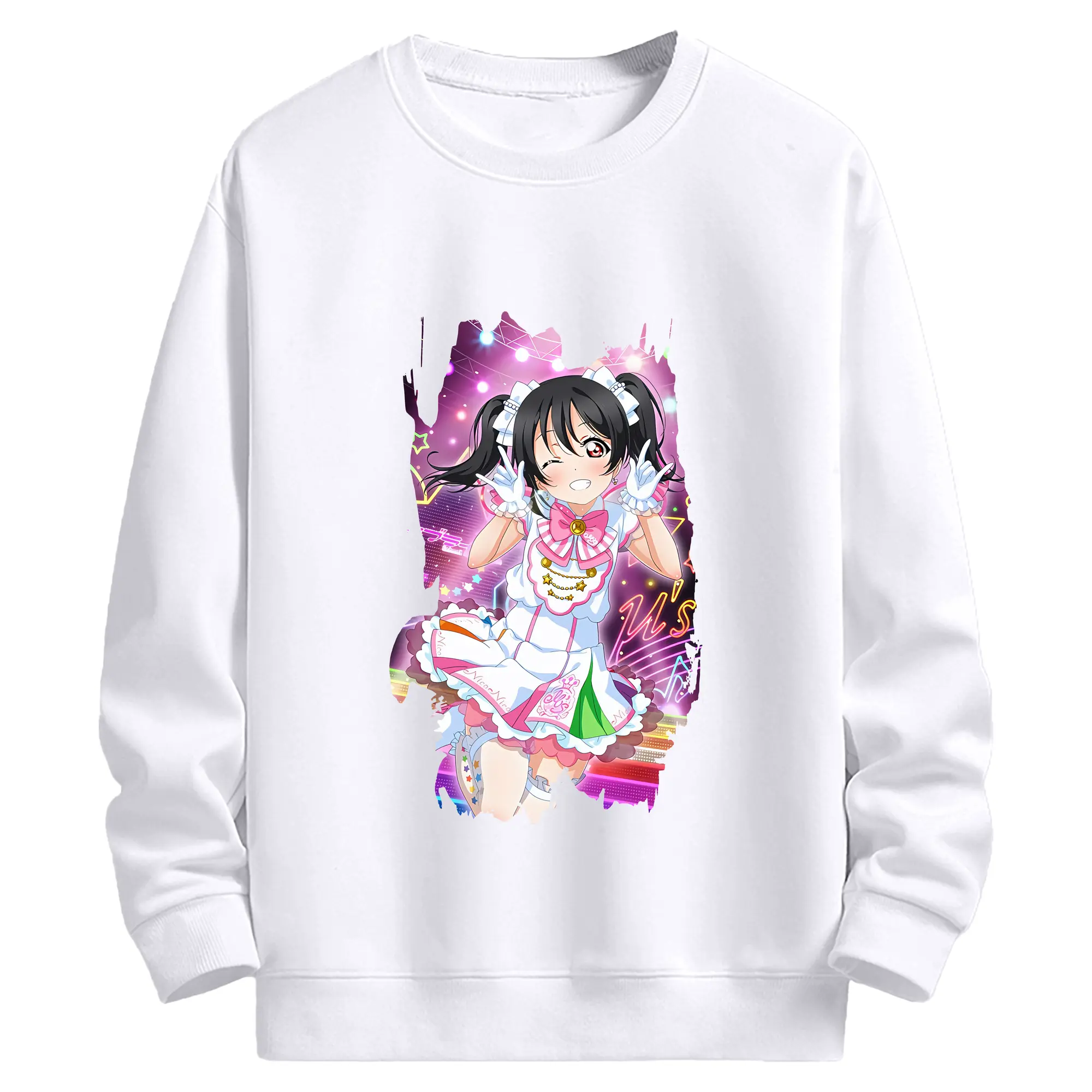 Love Live! グッズ,矢澤にこ - 高品質 クルーネック スウェット ・ コットン59％ ポリエステル41％ ・ ユニセックス 長袖 トレーナー ・ カジュアル デイリー スポーツ 散歩用