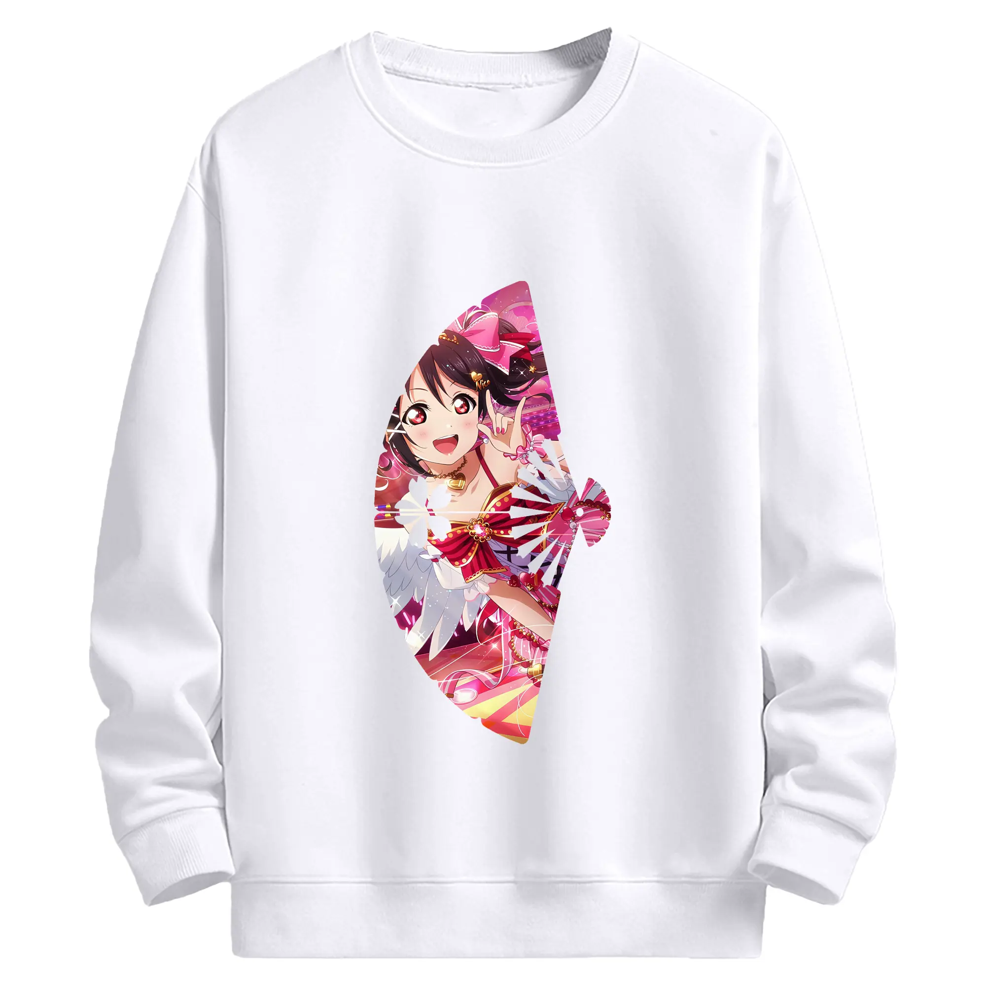 Love Live! グッズ,矢澤にこ - 高品質 クルーネック スウェット ・ コットン59％ ポリエステル41％ ・ ユニセックス 長袖 トレーナー ・ カジュアル デイリー スポーツ 散歩用