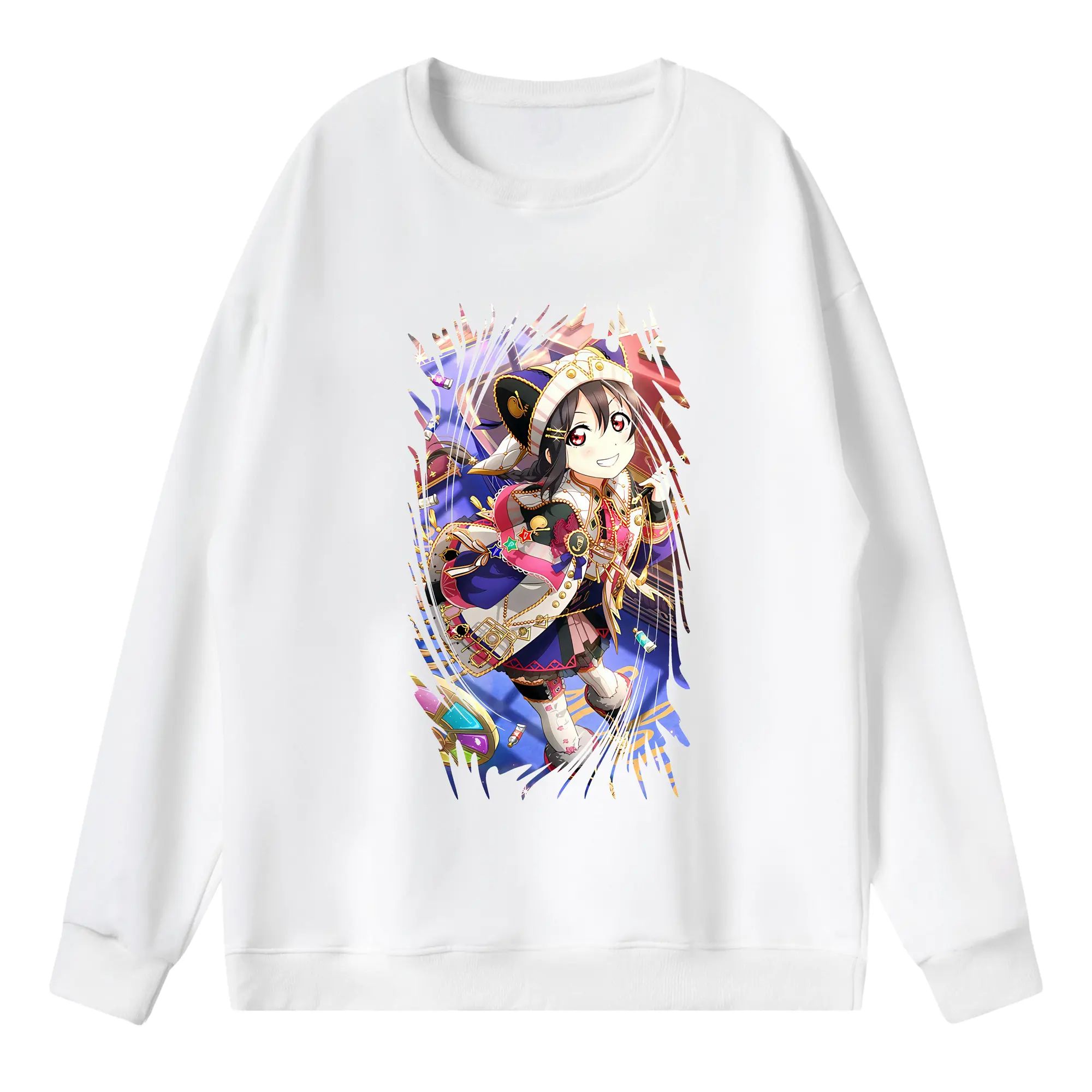 Love Live! グッズ,矢澤にこ - 薄手 クルーネック スウェット 裏毛260g · ポリエステル 春秋向け カジュアル 男女兼用 · トレーナー デイリー スポーツ 散歩に最適