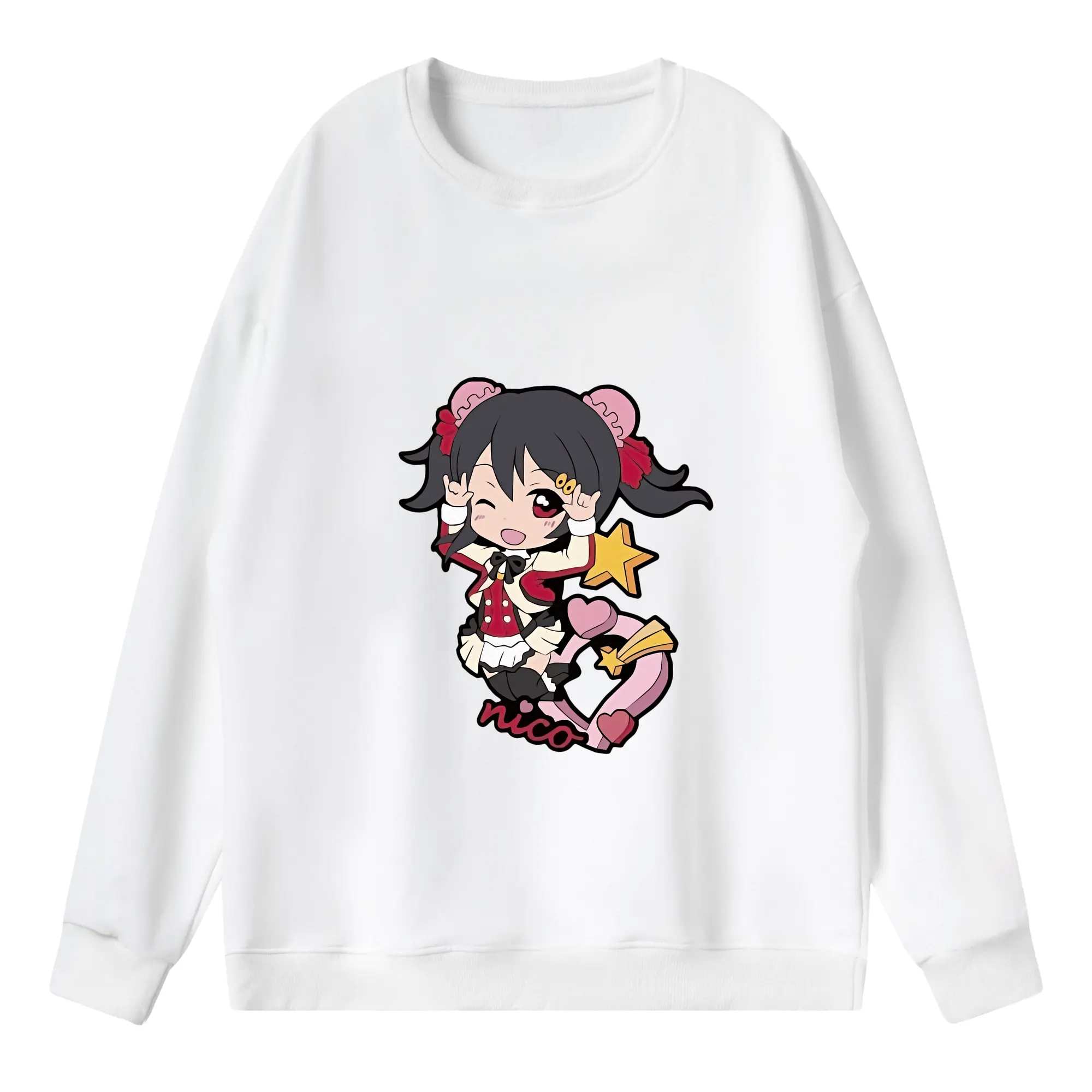 Love Live! グッズ,矢澤にこ - 薄手 クルーネック スウェット 裏毛260g · ポリエステル 春秋向け カジュアル 男女兼用 · トレーナー デイリー スポーツ 散歩に最適