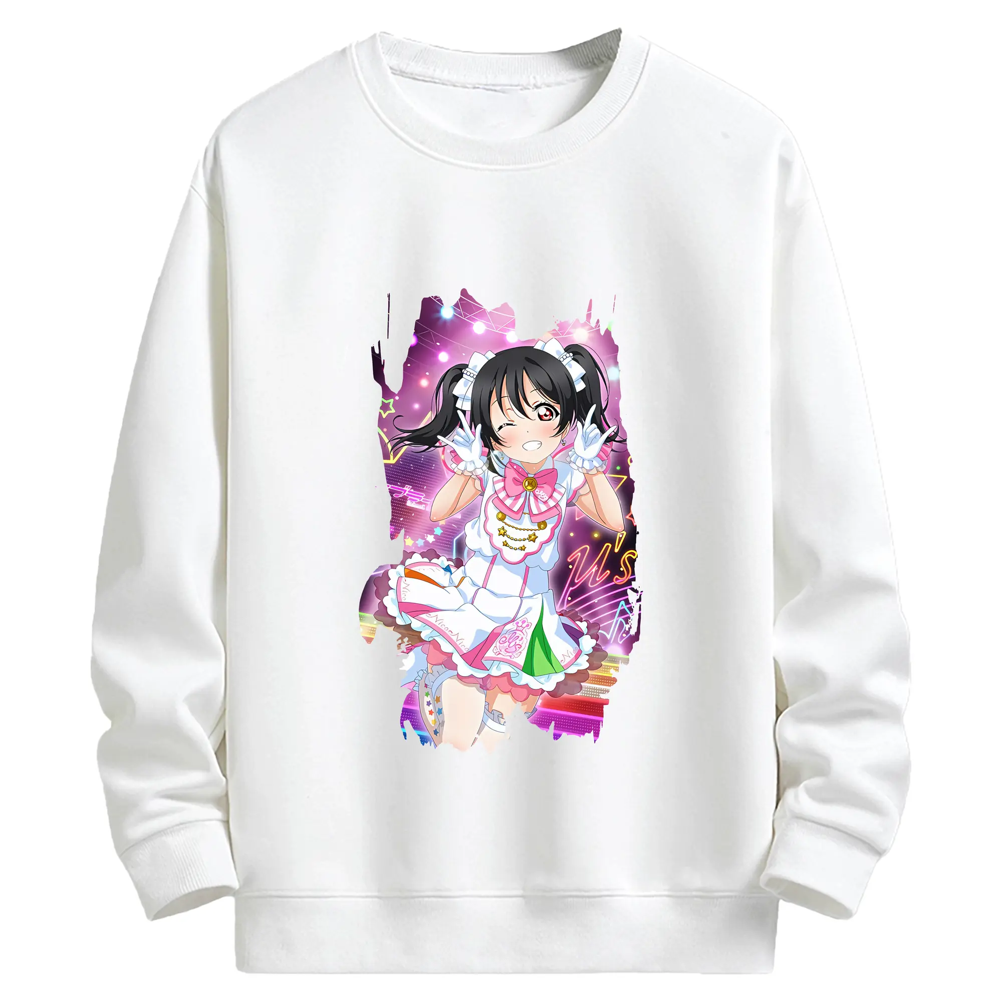 Love Live! グッズ,矢澤にこ - キッズ クルーネックスウェットシャツ ・ フロントプリント ・ 綿80％ ポリエステル20％ ・ 快適 通学 スポーツ 日常使い お散歩用