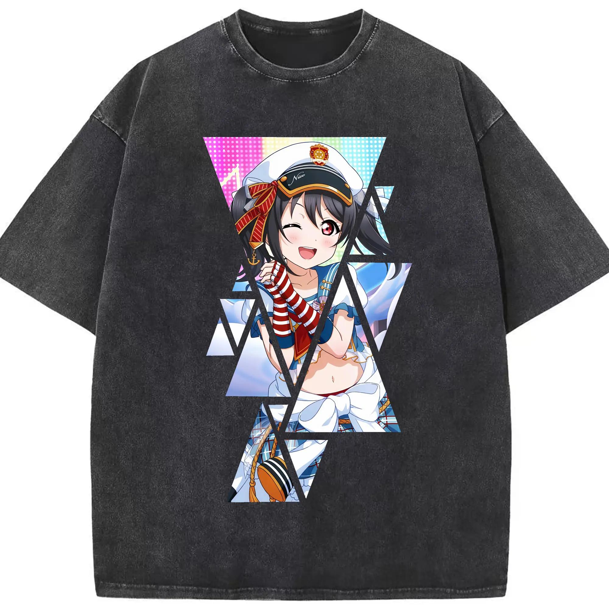 Love Live! グッズ,矢澤にこ - 綿100％ ヴィンテージ風 半袖Tシャツ ・ フロントプリント ・ 柔らか肌触り ・ 通気性 快適 ・ スポーツ カジュアル 外出用