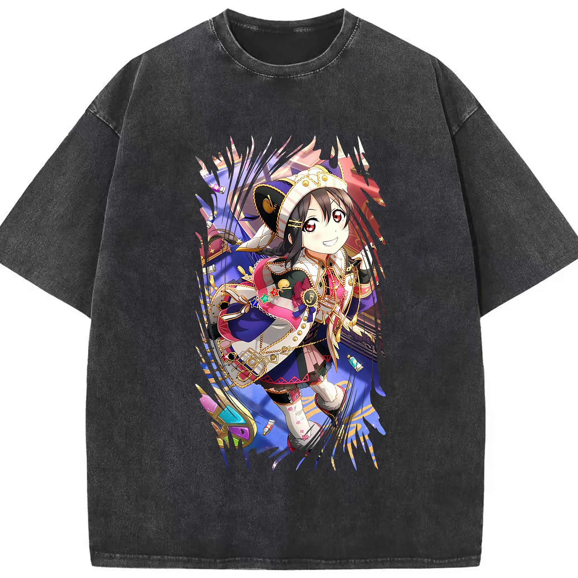 Love Live! グッズ,矢澤にこ - 綿100％ ヴィンテージ風 半袖Tシャツ ・ フロントプリント ・ 柔らか肌触り ・ 通気性 快適 ・ スポーツ カジュアル 外出用