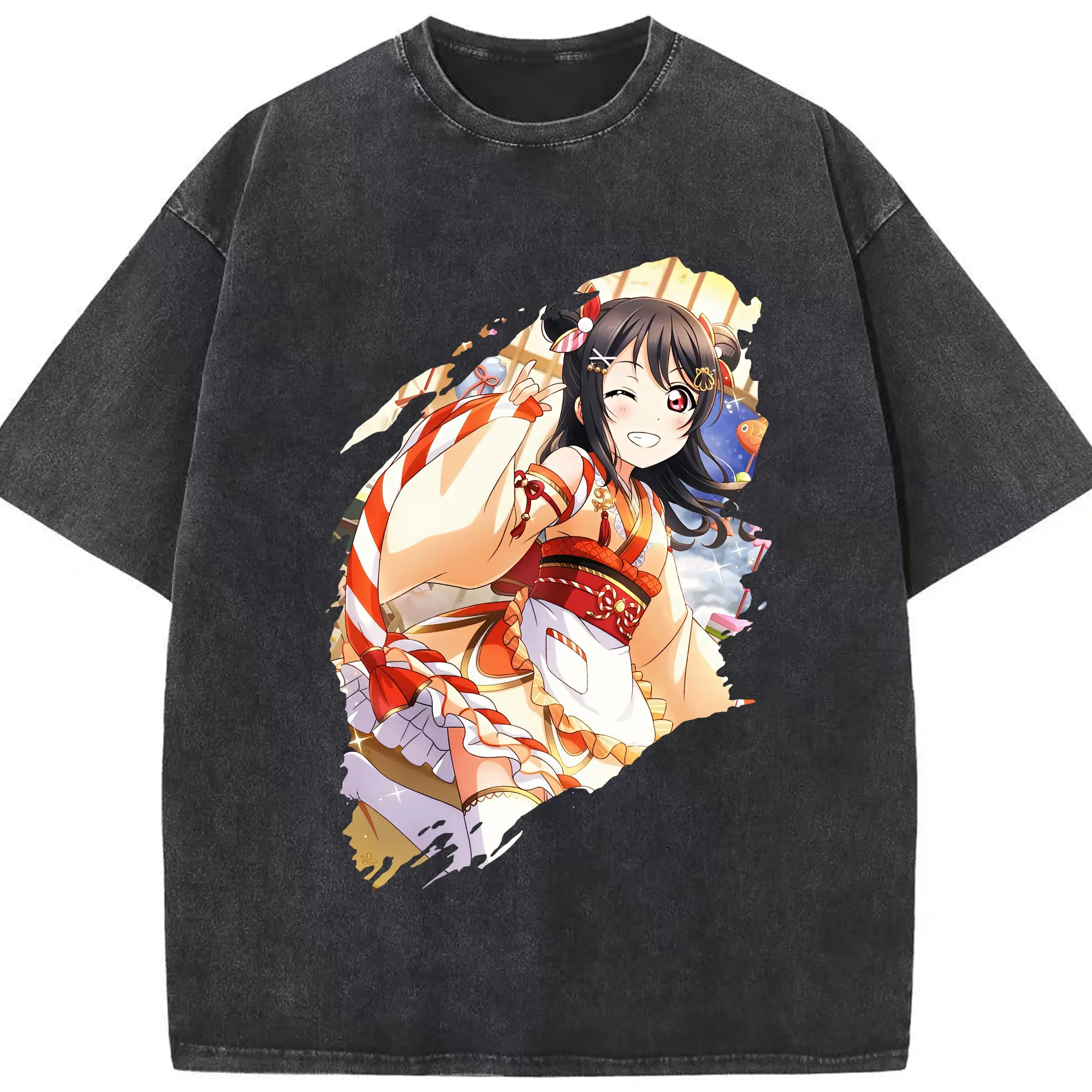 Love Live! グッズ,矢澤にこ - 綿100％ ヴィンテージ風 半袖Tシャツ ・ フロントプリント ・ 柔らか肌触り ・ 通気性 快適 ・ スポーツ カジュアル 外出用