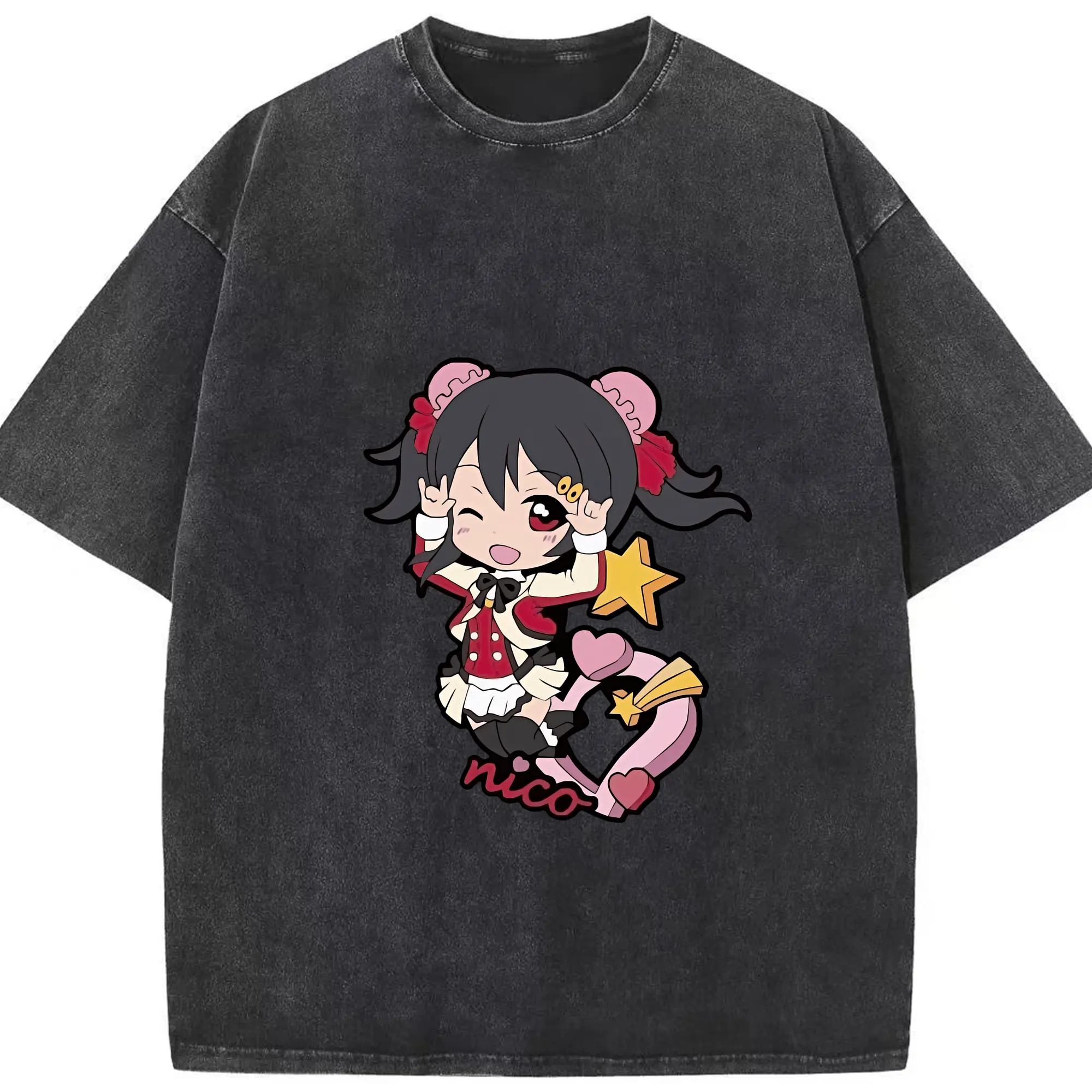 Love Live! グッズ,矢澤にこ - 綿100％ ヴィンテージ風 半袖Tシャツ ・ フロントプリント ・ 柔らか肌触り ・ 通気性 快適 ・ スポーツ カジュアル 外出用