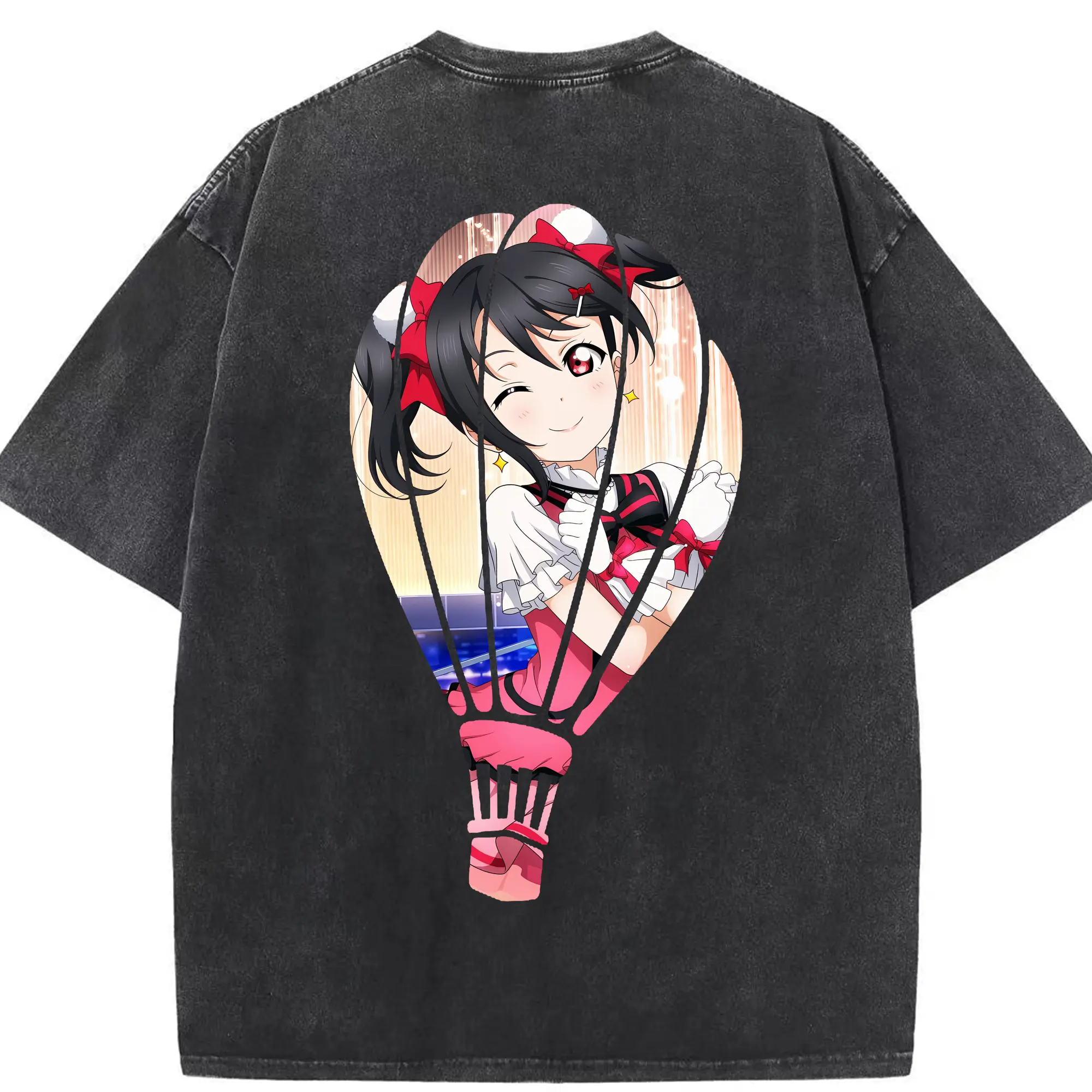 Love Live! グッズ,矢澤にこ - 綿100％ ヴィンテージ風 半袖Tシャツ ・ 背面プリント ・ 柔らか肌触り ・ 通気性 快適 ・ スポーツ カジュアル 外出用
