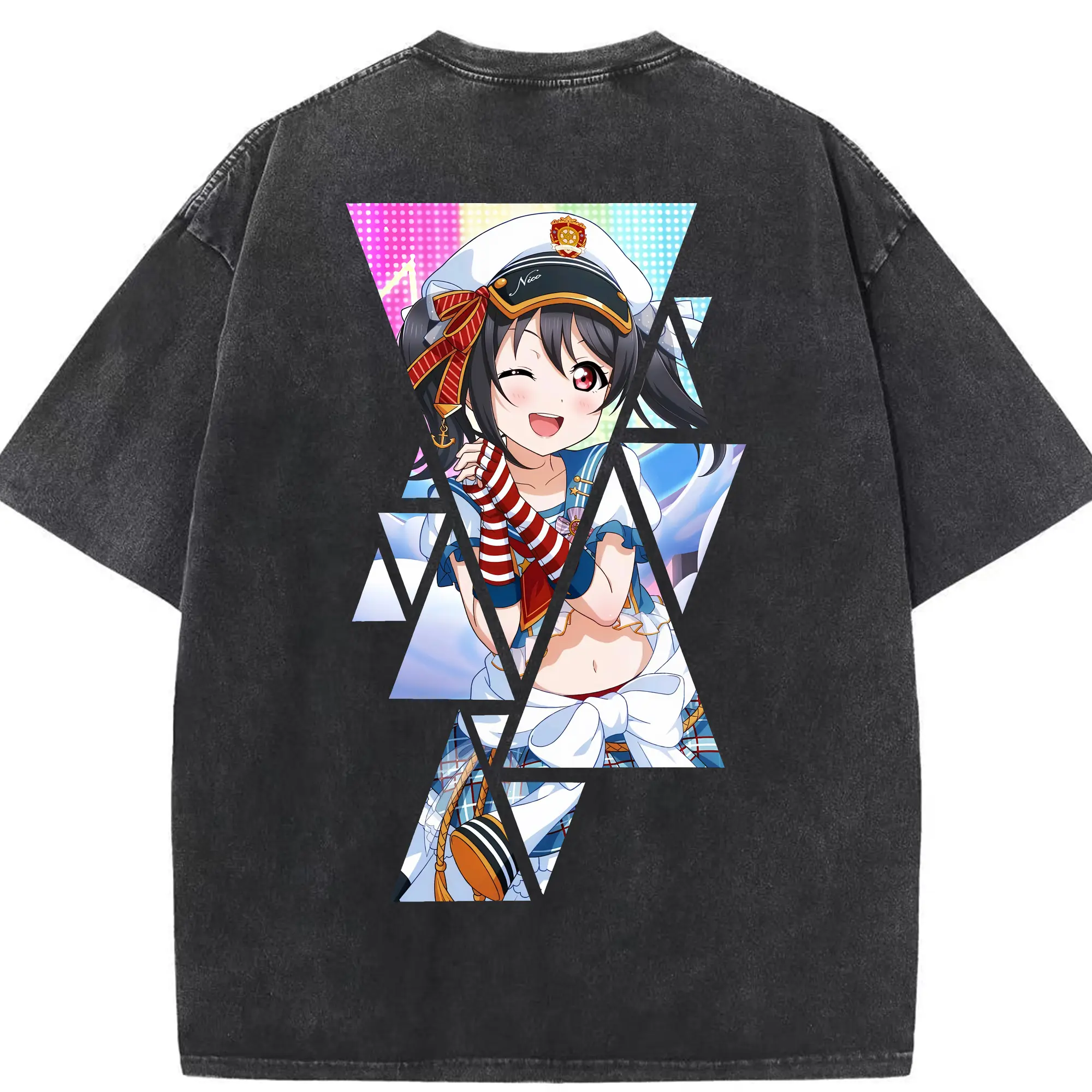 Love Live! グッズ,矢澤にこ - 綿100％ ヴィンテージ風 半袖Tシャツ ・ 背面プリント ・ 柔らか肌触り ・ 通気性 快適 ・ スポーツ カジュアル 外出用