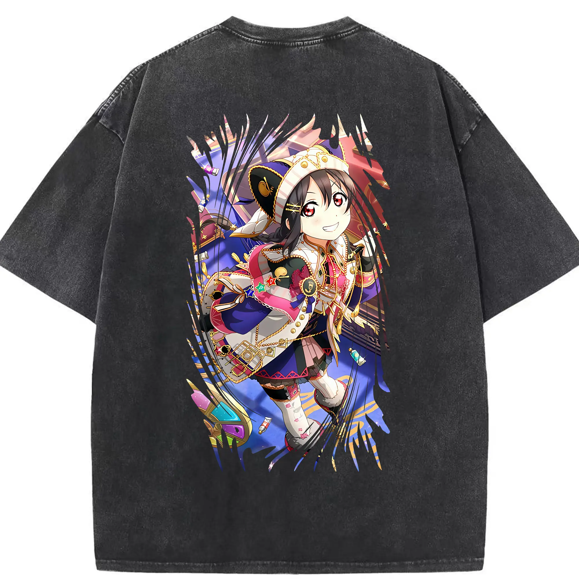 Love Live! グッズ,矢澤にこ - 綿100％ ヴィンテージ風 半袖Tシャツ ・ 背面プリント ・ 柔らか肌触り ・ 通気性 快適 ・ スポーツ カジュアル 外出用