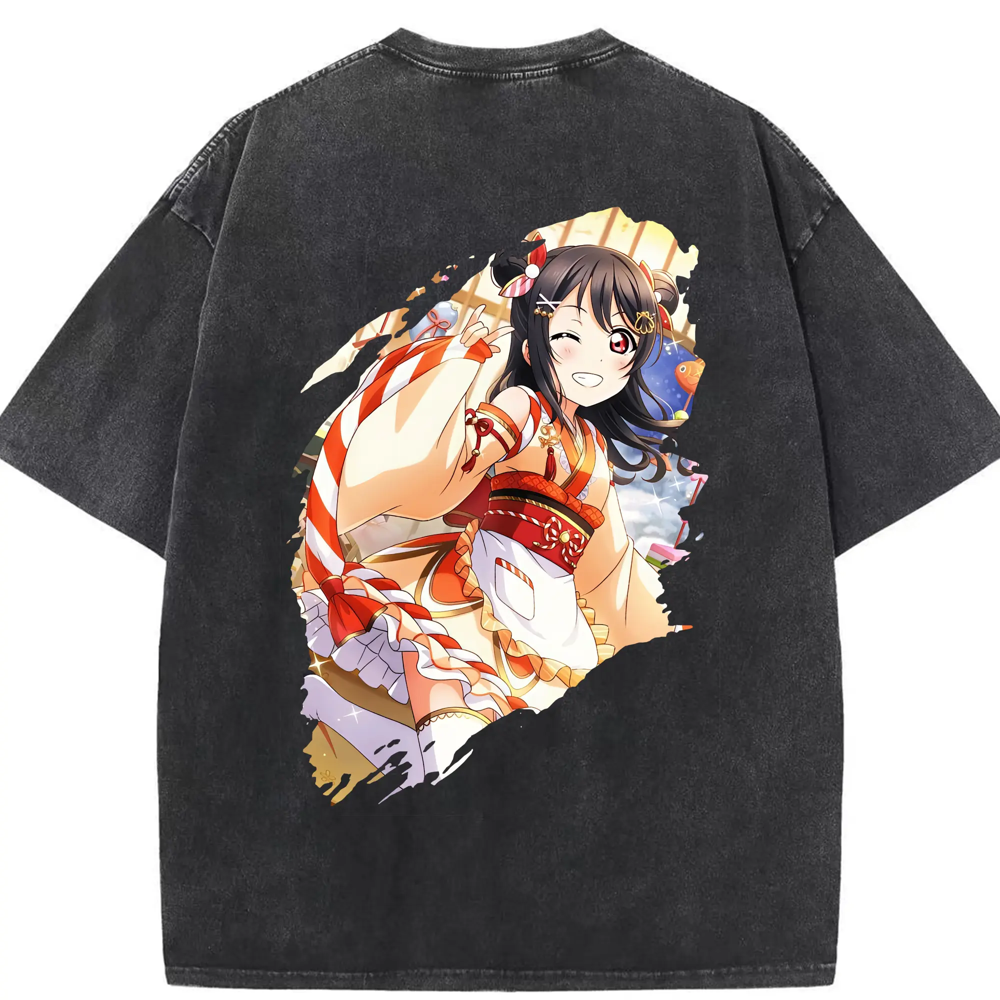 Love Live! グッズ,矢澤にこ - 綿100％ ヴィンテージ風 半袖Tシャツ ・ 背面プリント ・ 柔らか肌触り ・ 通気性 快適 ・ スポーツ カジュアル 外出用