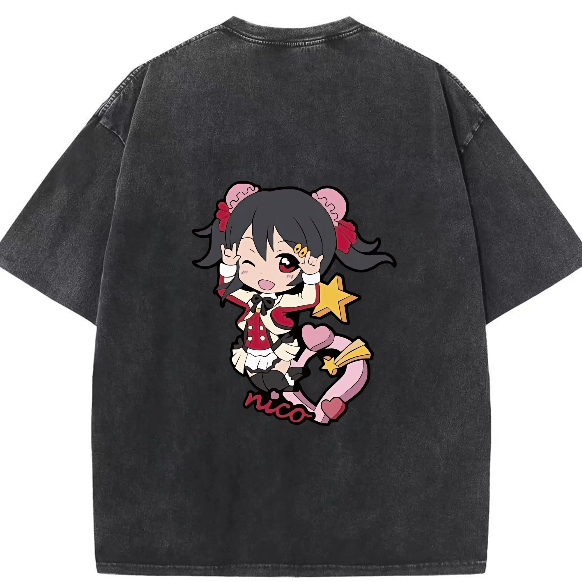 Love Live! グッズ,矢澤にこ - 綿100％ ヴィンテージ風 半袖Tシャツ ・ 背面プリント ・ 柔らか肌触り ・ 通気性 快適 ・ スポーツ カジュアル 外出用