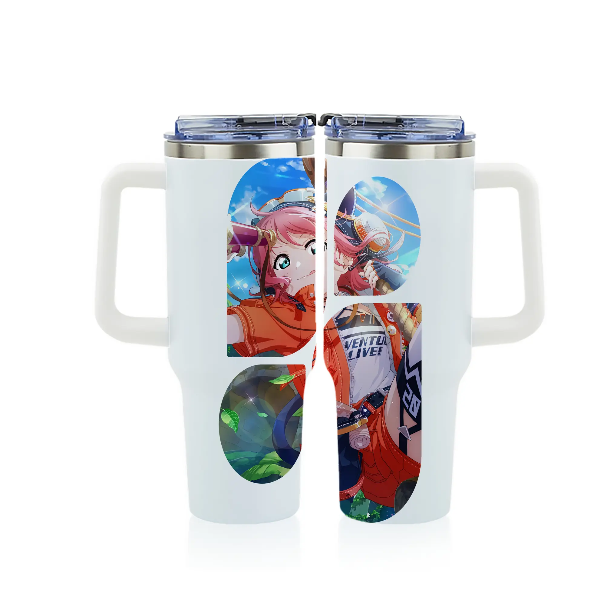 Love Live! グッズ,黒澤ルビィ - 1200mL フルプリント車用タンブラー ・ 304ステンレス 内側 ・ 201ステンレス 外側 ・ 保温 保冷 ・ 通勤 ドライブ アウトドア用