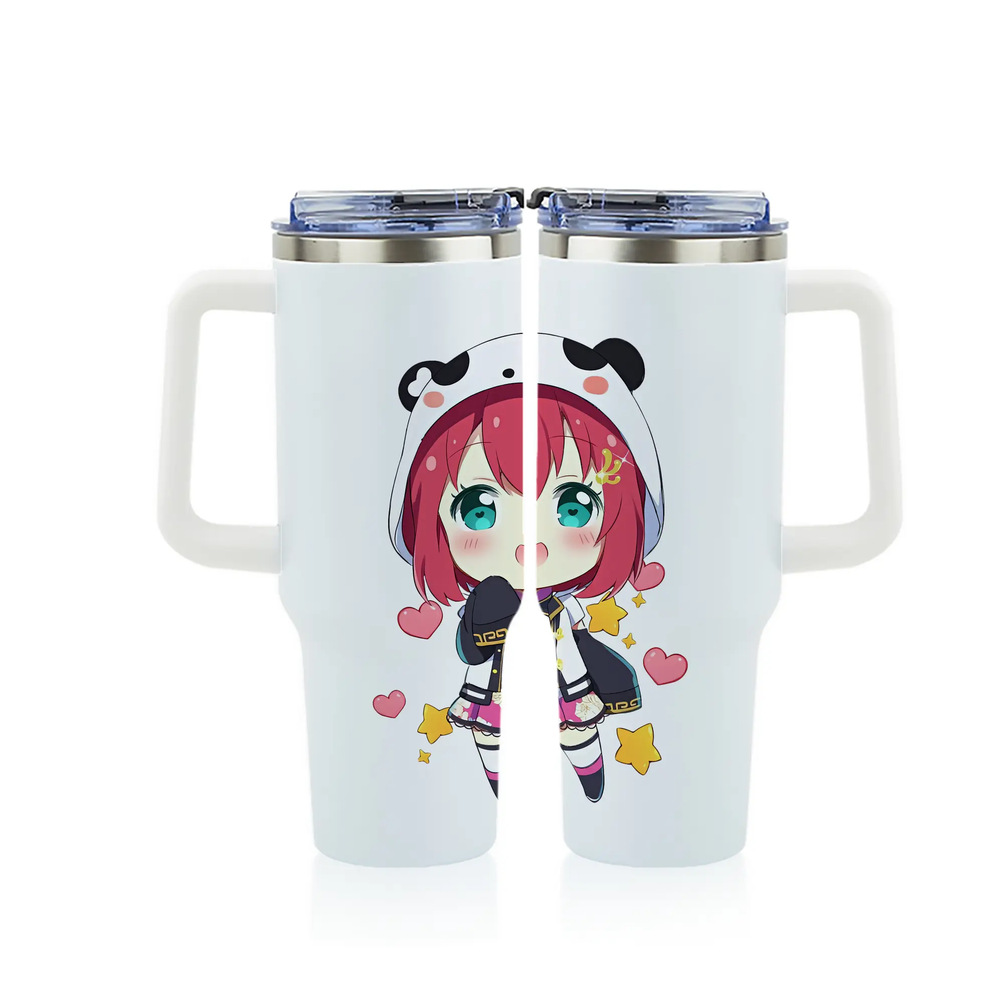 Love Live! グッズ,黒澤ルビィ - 1200mL フルプリント車用タンブラー ・ 304ステンレス 内側 ・ 201ステンレス 外側 ・ 保温 保冷 ・ 通勤 ドライブ アウトドア用