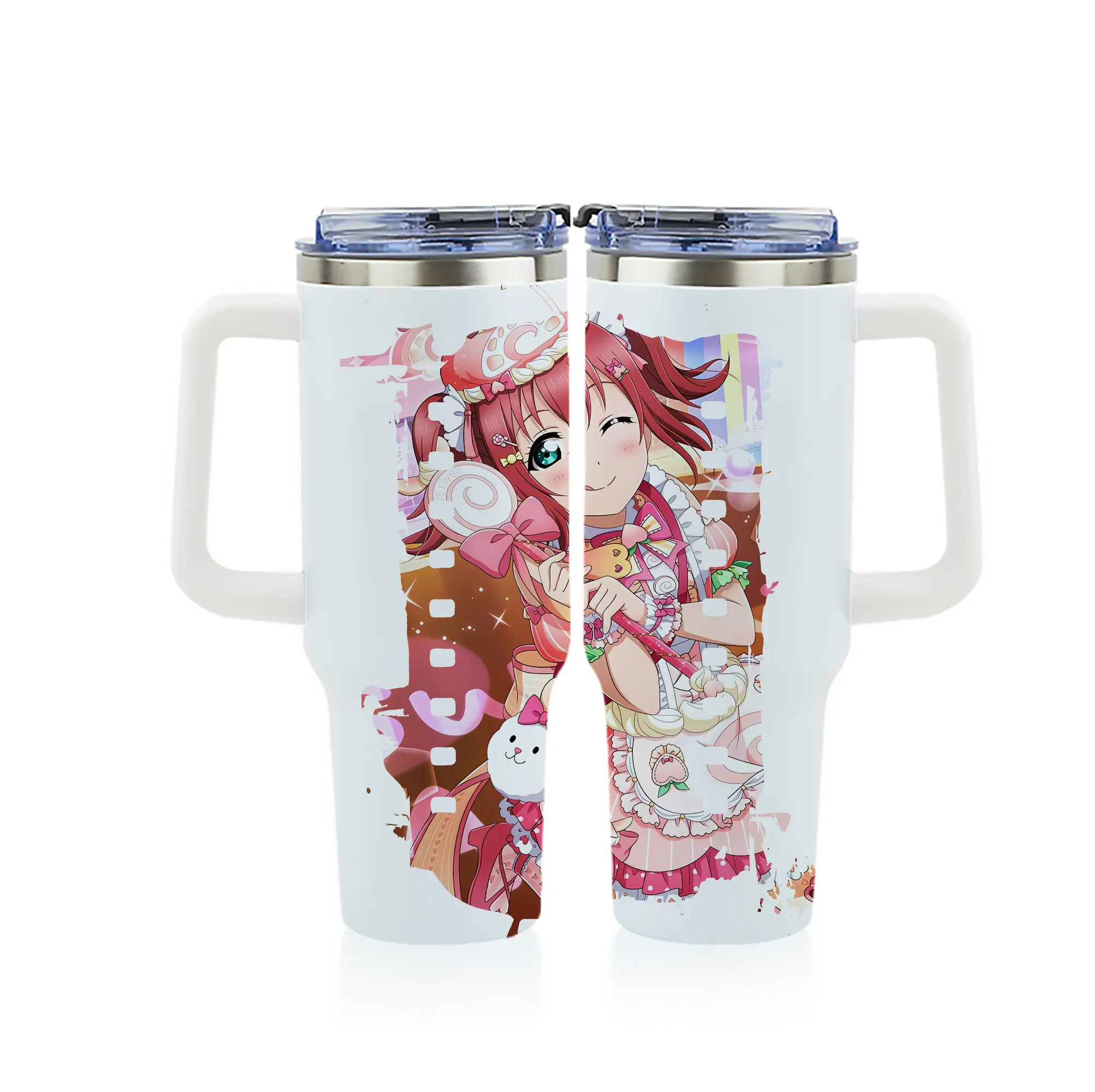 Love Live! グッズ,黒澤ルビィ - 1200mL フルプリント車用タンブラー ・ 304ステンレス 内側 ・ 201ステンレス 外側 ・ 保温 保冷 ・ 通勤 ドライブ アウトドア用