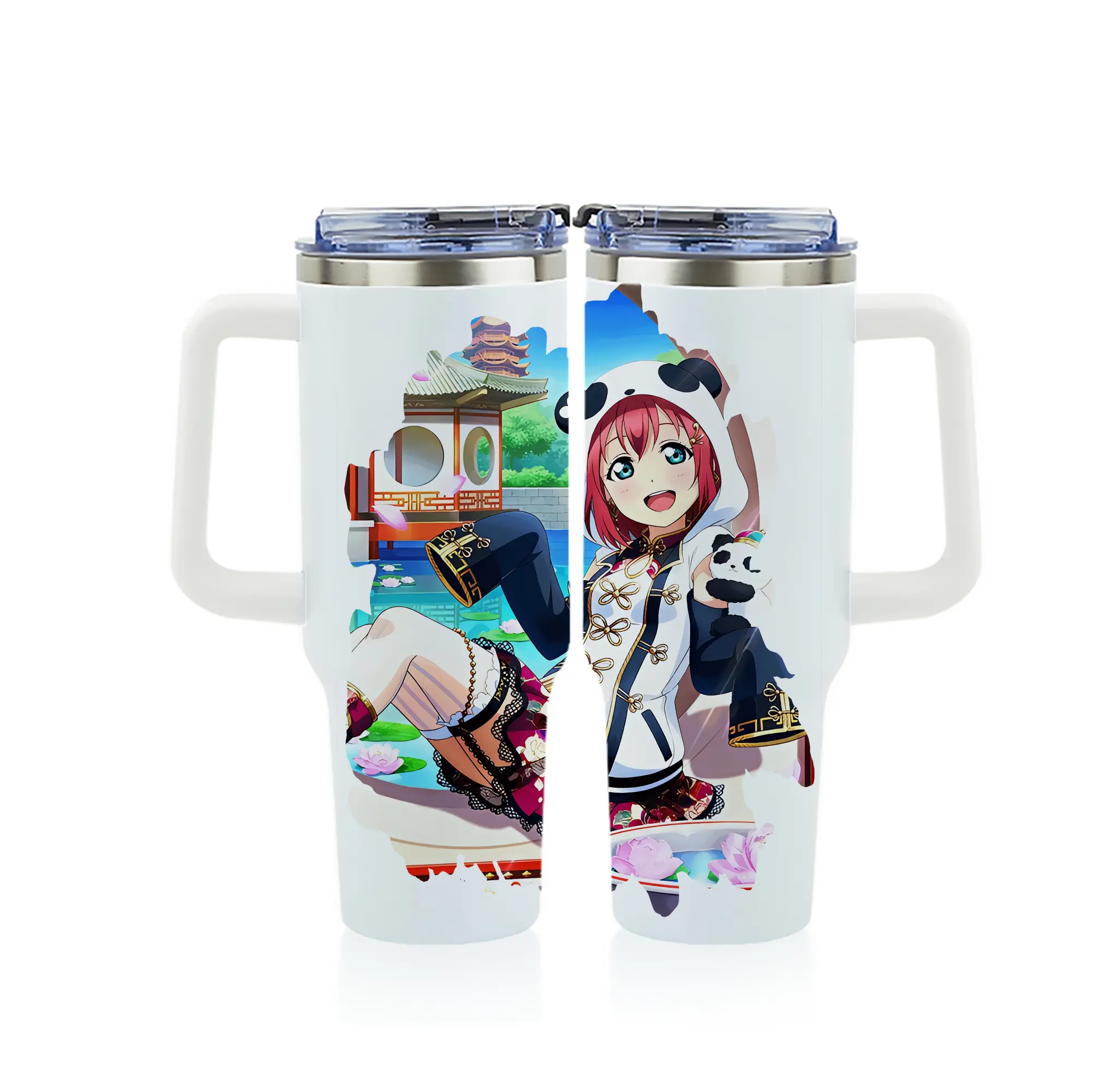 Love Live! グッズ,黒澤ルビィ - 1200mL フルプリント車用タンブラー ・ 304ステンレス 内側 ・ 201ステンレス 外側 ・ 保温 保冷 ・ 通勤 ドライブ アウトドア用