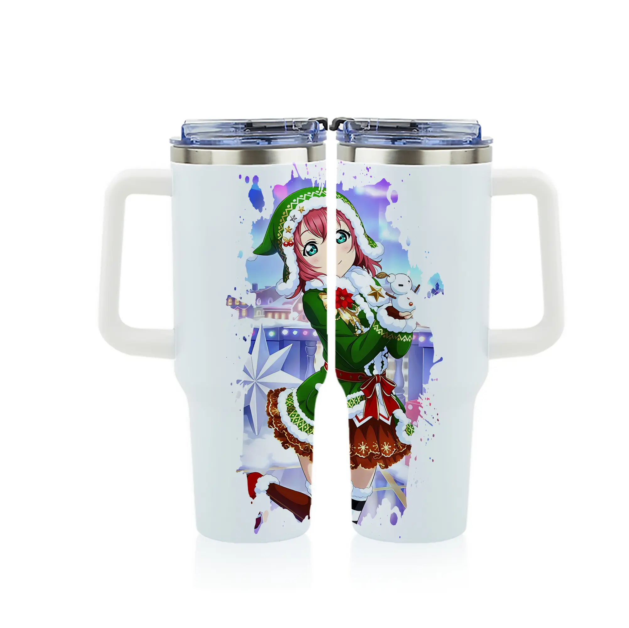 Love Live! グッズ,黒澤ルビィ - 1200mL フルプリント車用タンブラー ・ 304ステンレス 内側 ・ 201ステンレス 外側 ・ 保温 保冷 ・ 通勤 ドライブ アウトドア用