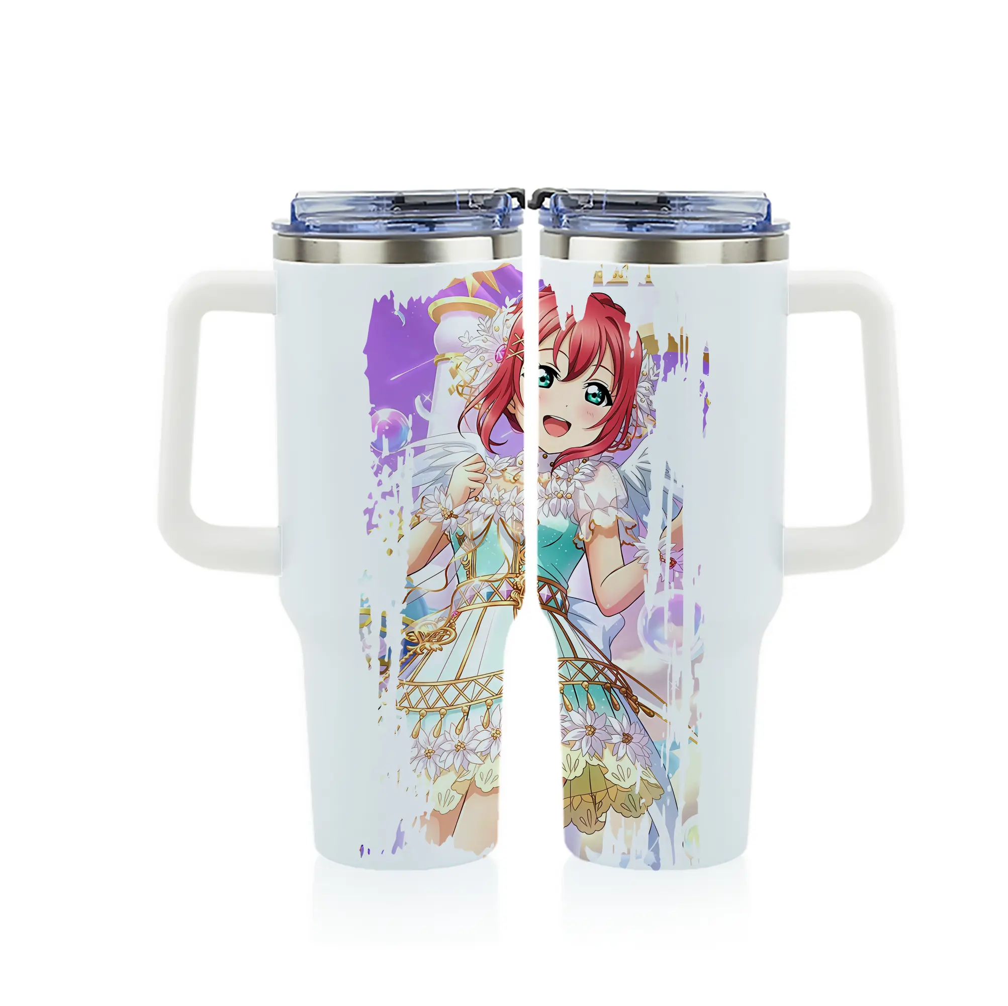 Love Live! グッズ,黒澤ルビィ - 1200mL フルプリント車用タンブラー ・ 304ステンレス 内側 ・ 201ステンレス 外側 ・ 保温 保冷 ・ 通勤 ドライブ アウトドア用