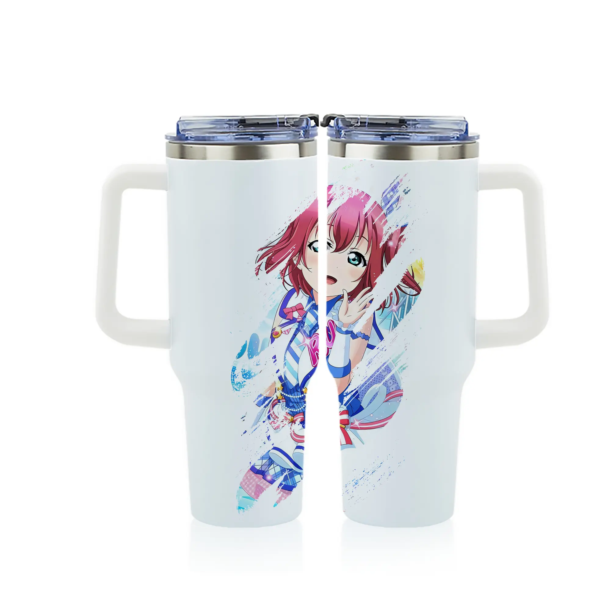 Love Live! グッズ,黒澤ルビィ - 1200mL フルプリント車用タンブラー ・ 304ステンレス 内側 ・ 201ステンレス 外側 ・ 保温 保冷 ・ 通勤 ドライブ アウトドア用