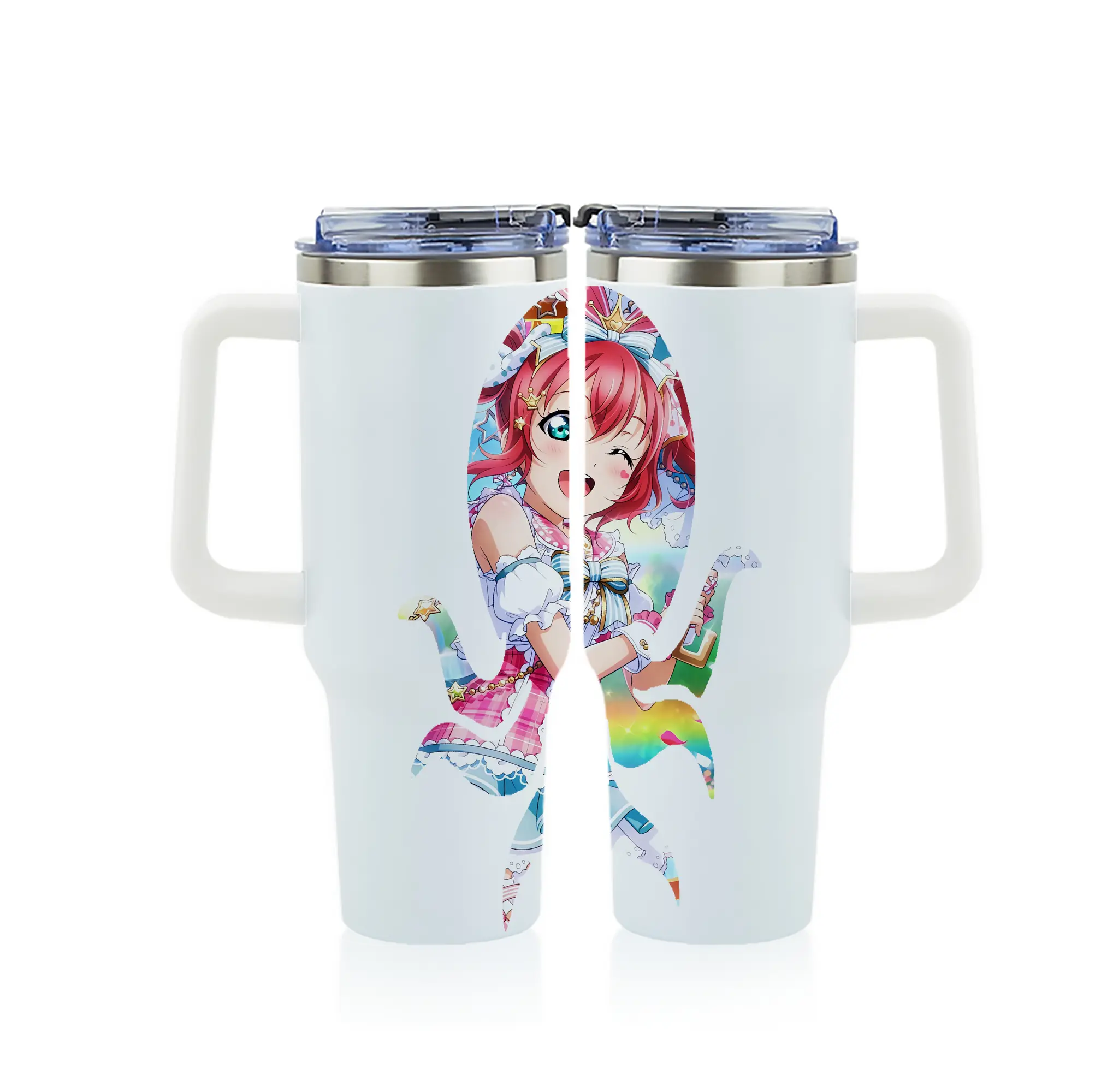 Love Live! グッズ,黒澤ルビィ - 1200mL フルプリント車用タンブラー ・ 304ステンレス 内側 ・ 201ステンレス 外側 ・ 保温 保冷 ・ 通勤 ドライブ アウトドア用