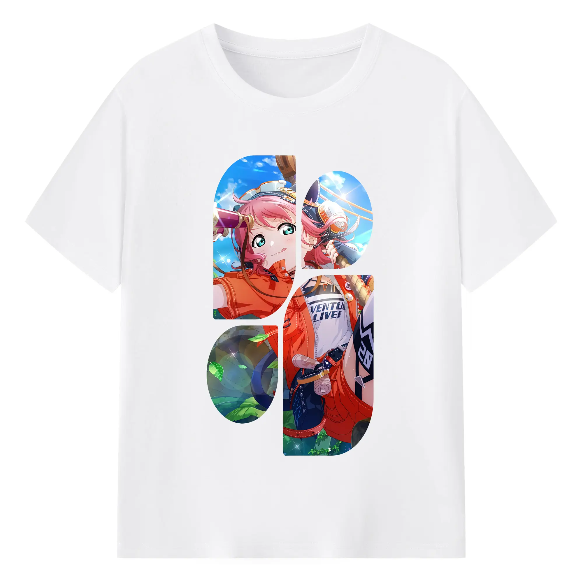 Love Live! グッズ,黒澤ルビィ - 綿100％ 半袖Tシャツ ・ フロントプリント ・ 快適 通気性 ・ 日常使い 散歩 スポーツ用