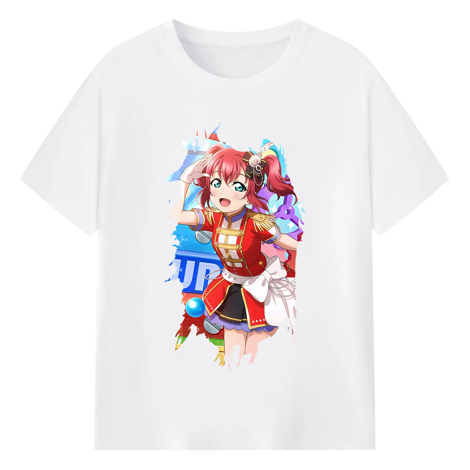 Love Live! グッズ,黒澤ルビィ - 綿100％ 半袖Tシャツ ・ フロントプリント ・ 快適 通気性 ・ 日常使い 散歩 スポーツ用