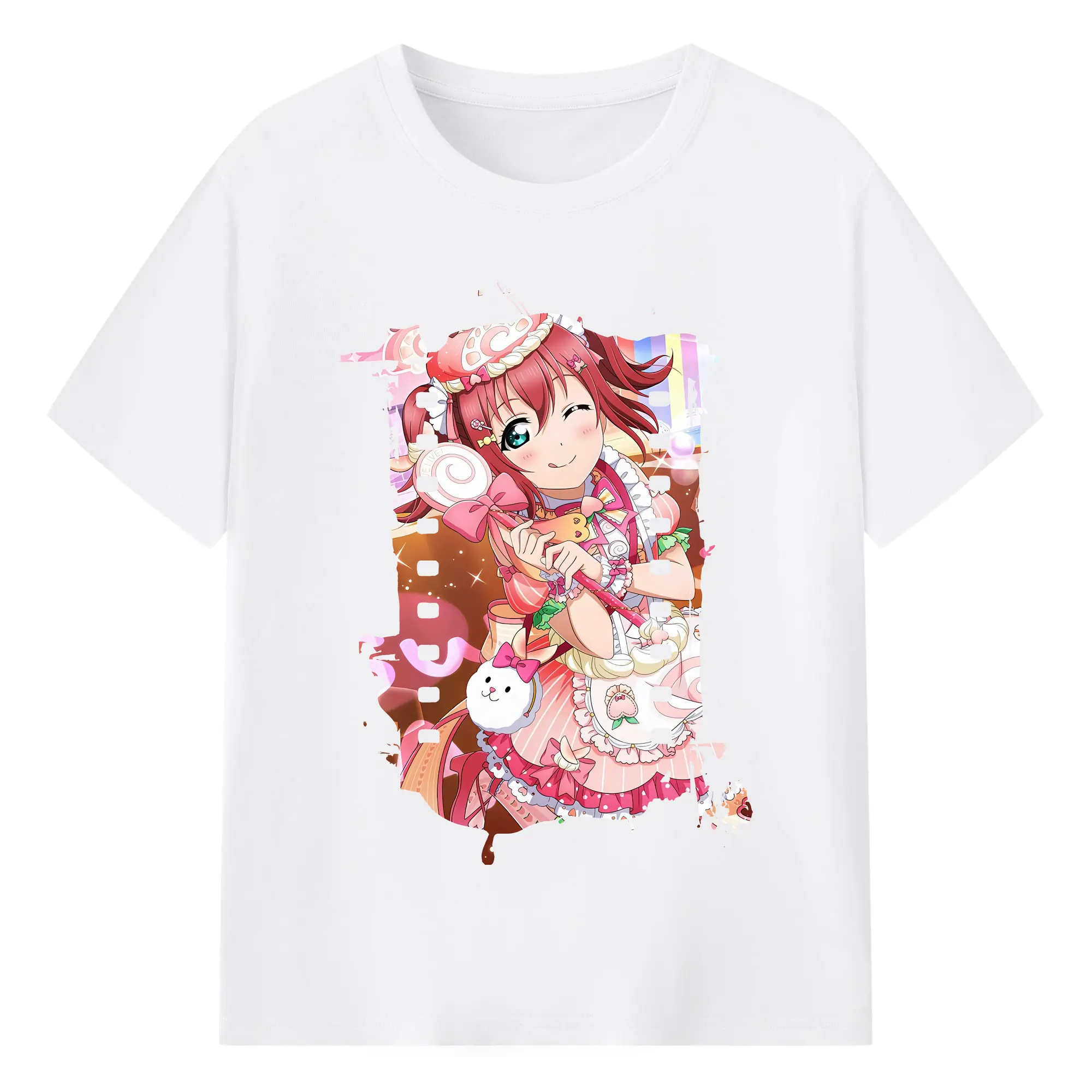 Love Live! グッズ,黒澤ルビィ - 綿100％ 半袖Tシャツ ・ フロントプリント ・ 快適 通気性 ・ 日常使い 散歩 スポーツ用