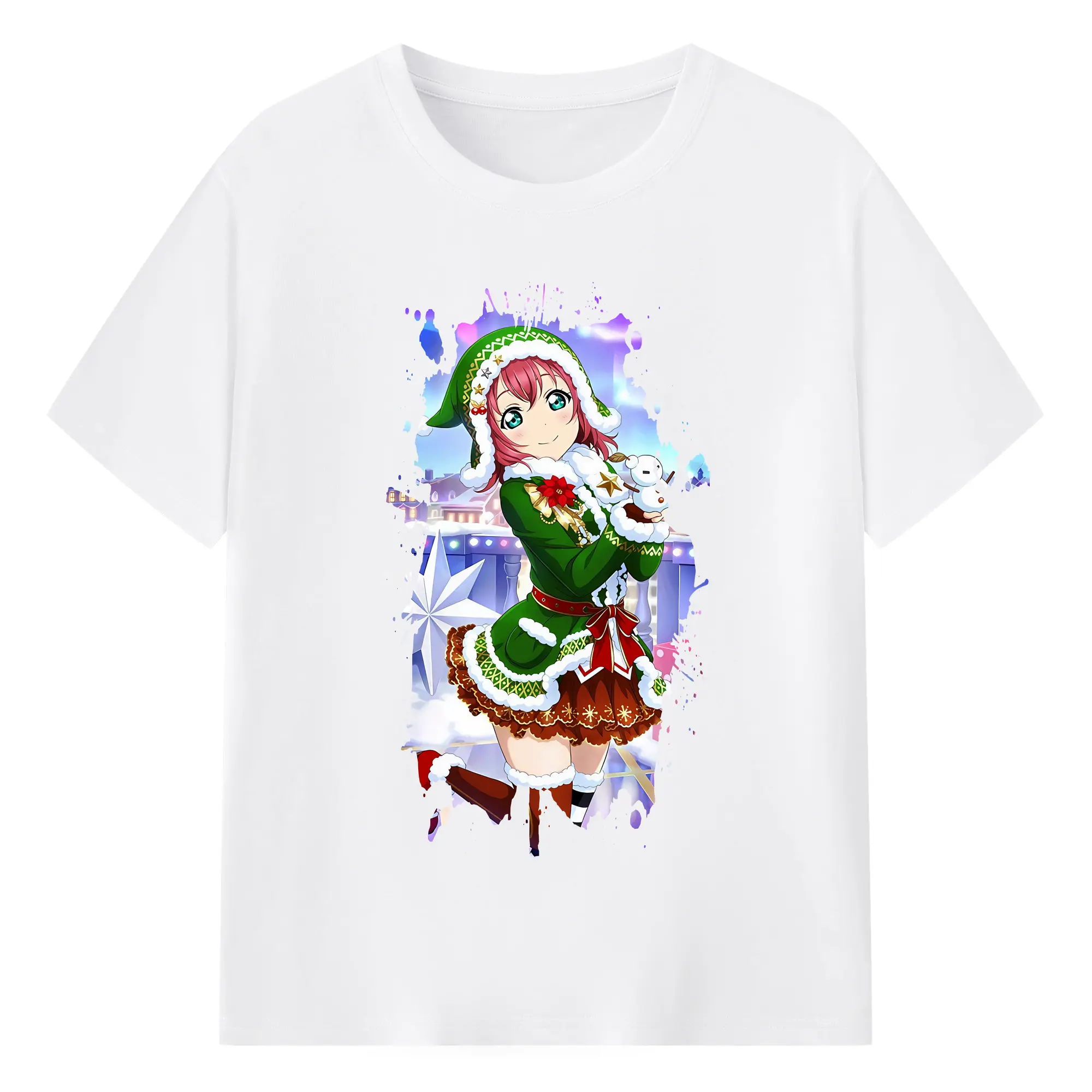 Love Live! グッズ,黒澤ルビィ - 綿100％ 半袖Tシャツ ・ フロントプリント ・ 快適 通気性 ・ 日常使い 散歩 スポーツ用