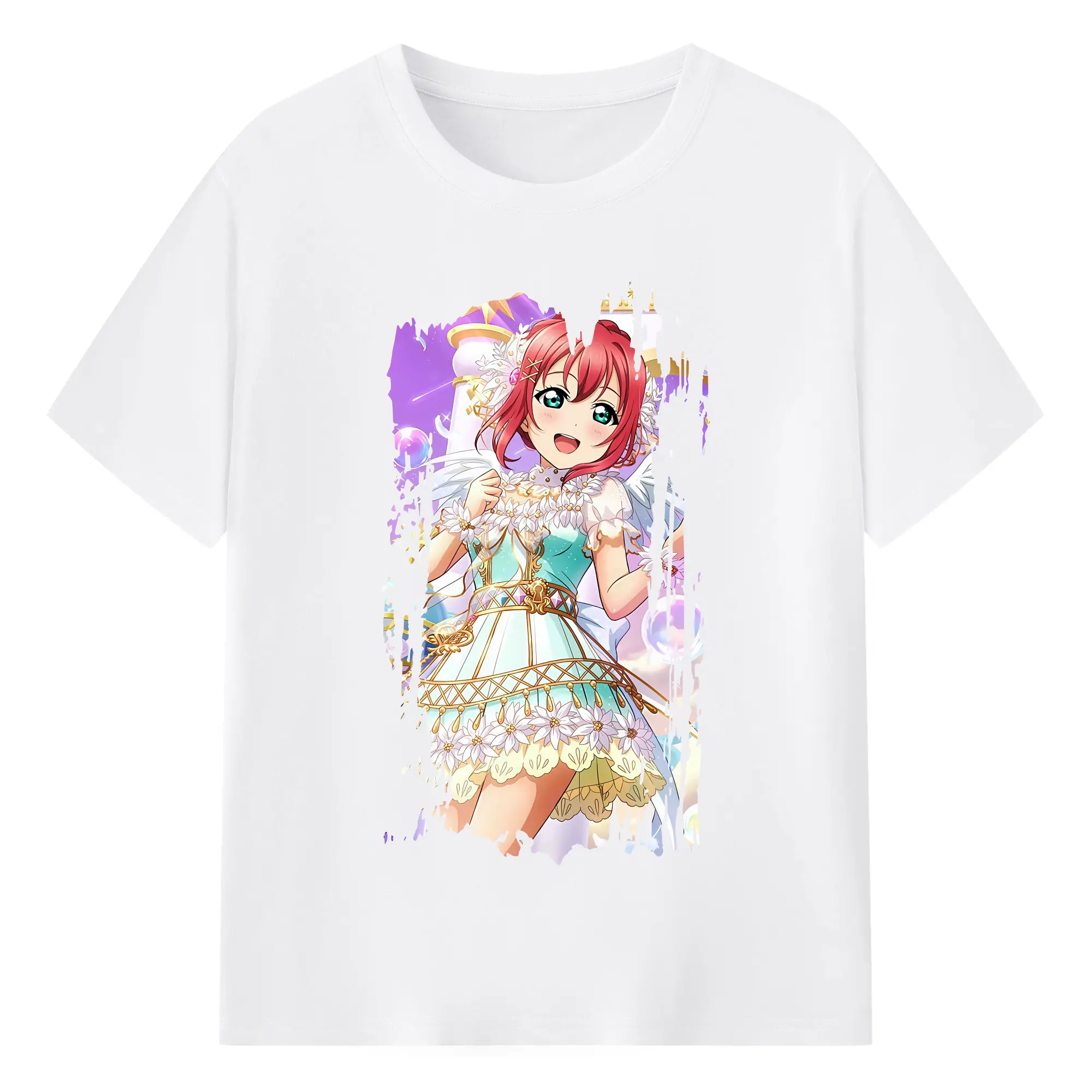 Love Live! グッズ,黒澤ルビィ - 綿100％ 半袖Tシャツ ・ フロントプリント ・ 快適 通気性 ・ 日常使い 散歩 スポーツ用