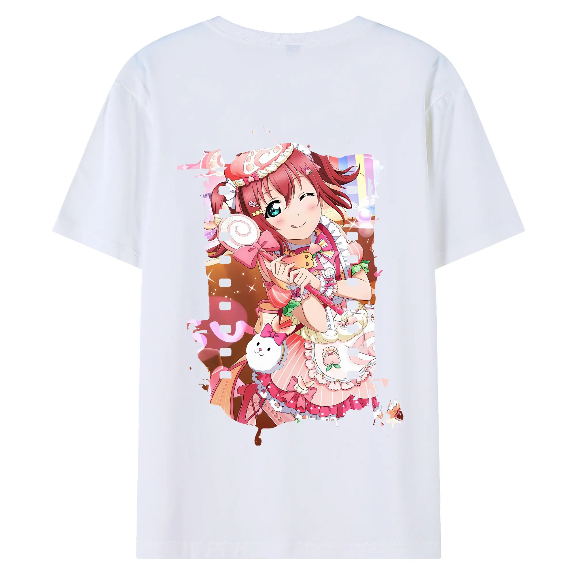 Love Live! グッズ,黒澤ルビィ - 綿100％ 半袖Tシャツ ・ バックプリント ・ 快適 通気性 ・ 日常使い 散歩 スポーツ用