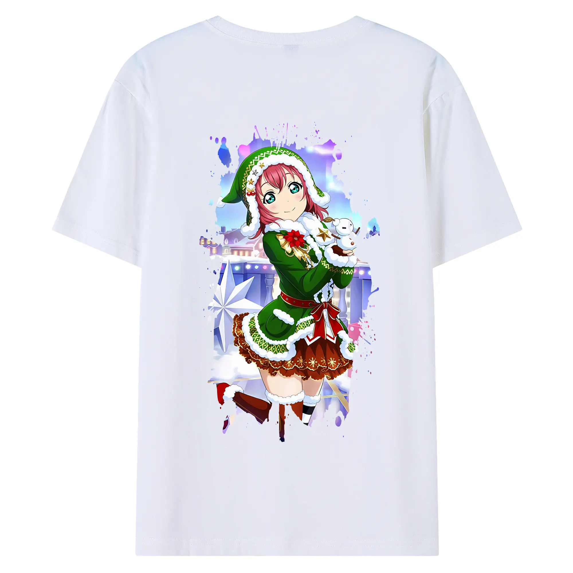 Love Live! グッズ,黒澤ルビィ - 綿100％ 半袖Tシャツ ・ バックプリント ・ 快適 通気性 ・ 日常使い 散歩 スポーツ用