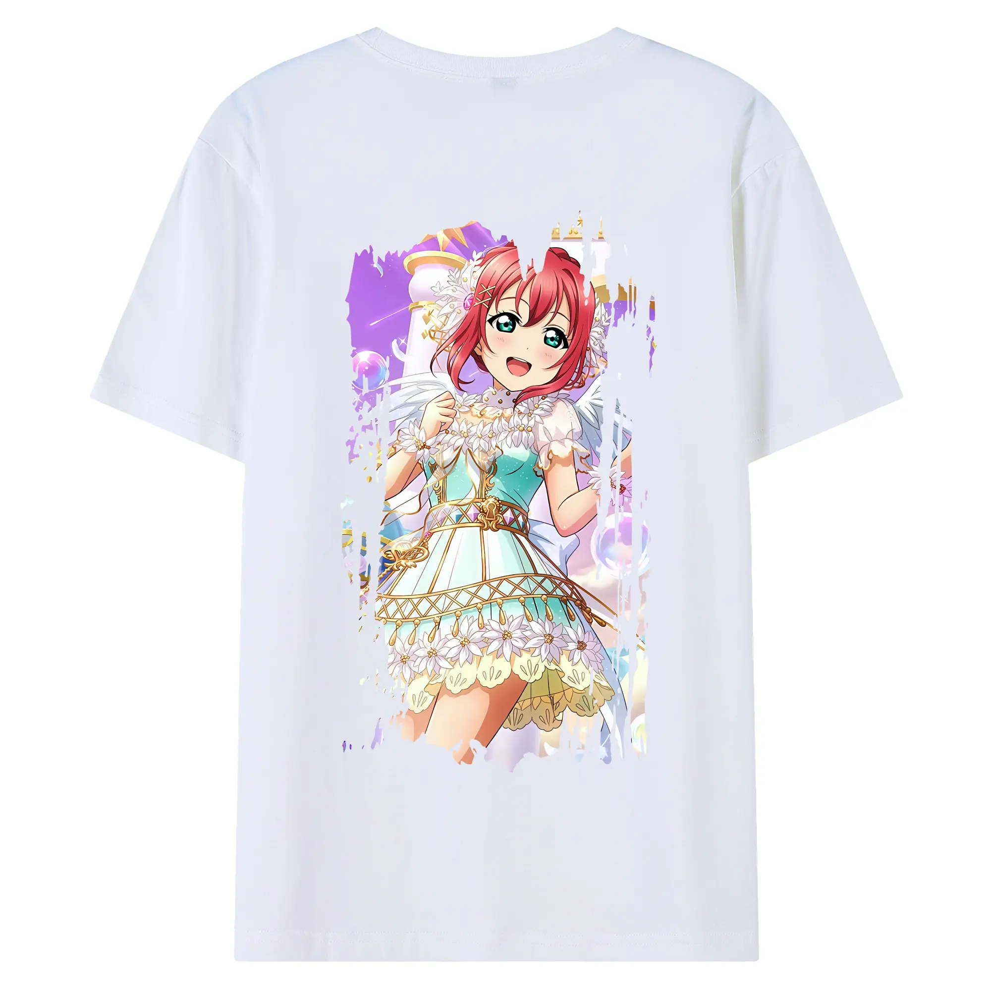 Love Live! グッズ,黒澤ルビィ - 綿100％ 半袖Tシャツ ・ バックプリント ・ 快適 通気性 ・ 日常使い 散歩 スポーツ用