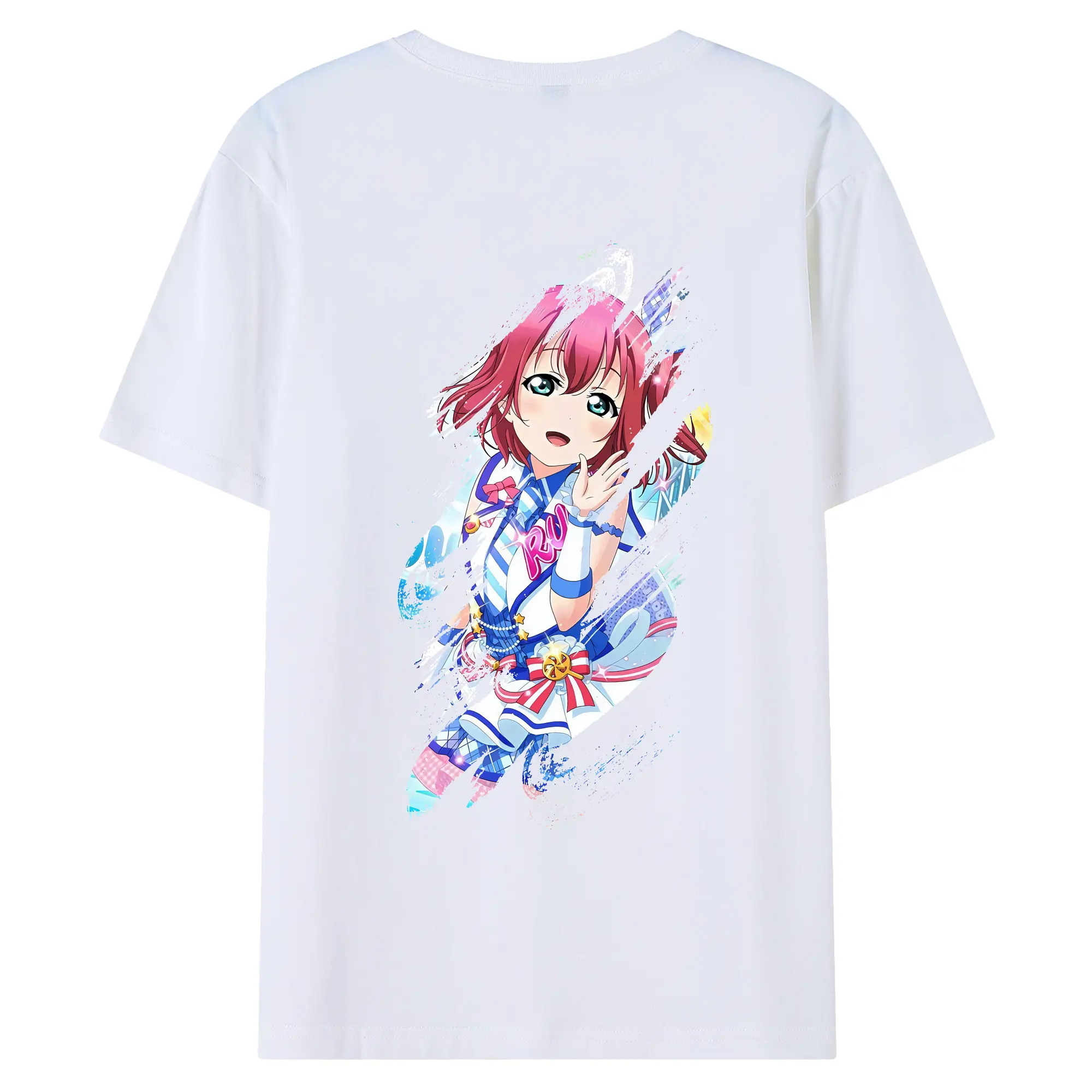 Love Live! グッズ,黒澤ルビィ - 綿100％ 半袖Tシャツ ・ バックプリント ・ 快適 通気性 ・ 日常使い 散歩 スポーツ用