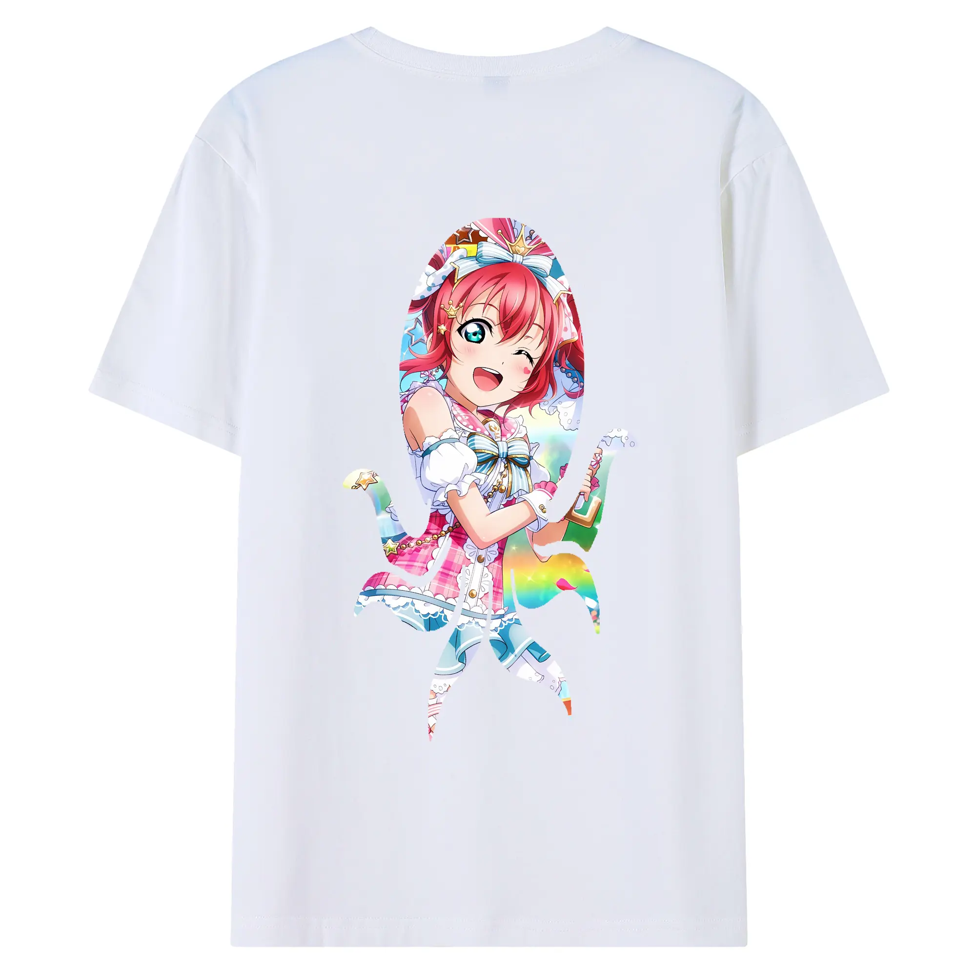 Love Live! グッズ,黒澤ルビィ - 綿100％ 半袖Tシャツ ・ バックプリント ・ 快適 通気性 ・ 日常使い 散歩 スポーツ用