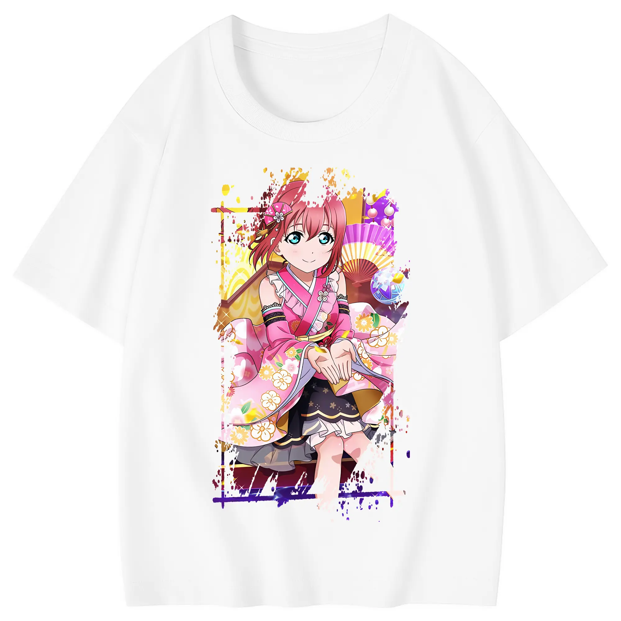 Love Live! グッズ,黒澤ルビィ - 綿100％ キッズTシャツ ・ フロントプリント ・ 快適 通気性 ・ スポーツ カジュアル 散歩用