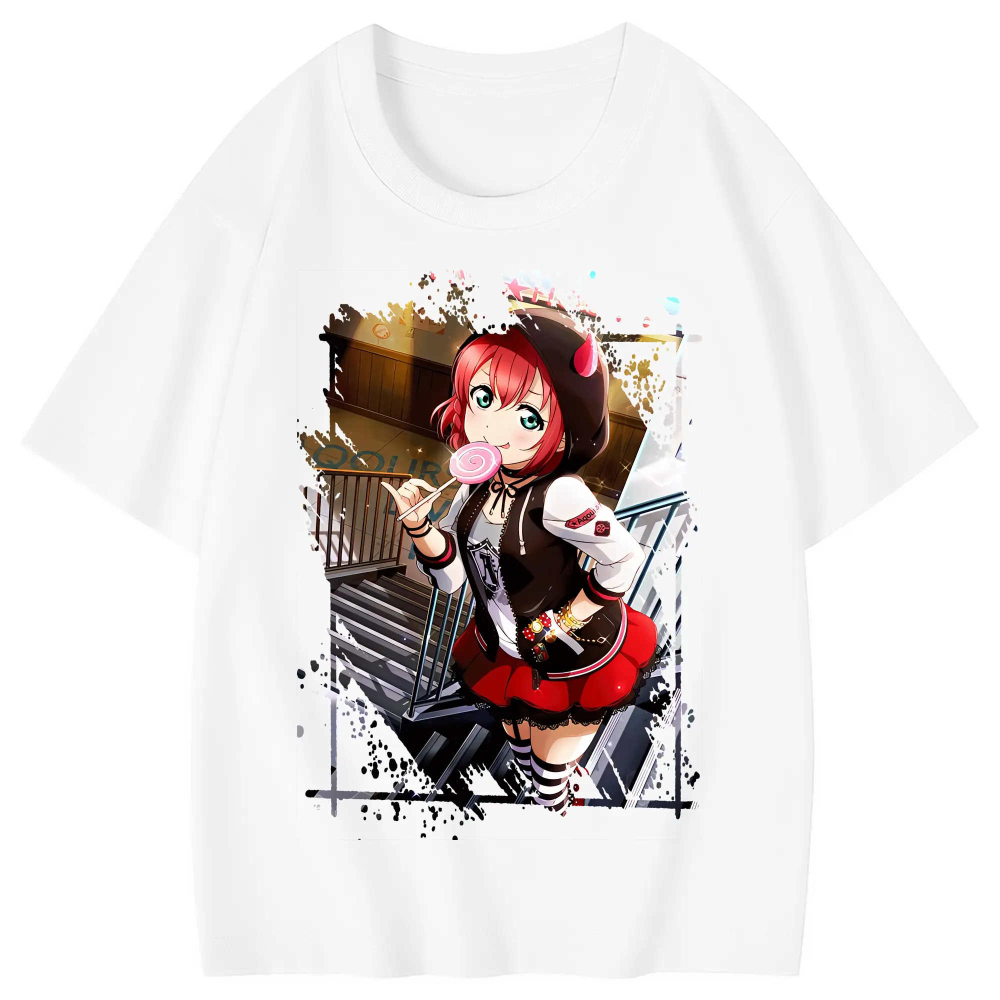 Love Live! グッズ,黒澤ルビィ - 綿100％ キッズTシャツ ・ フロントプリント ・ 快適 通気性 ・ スポーツ カジュアル 散歩用