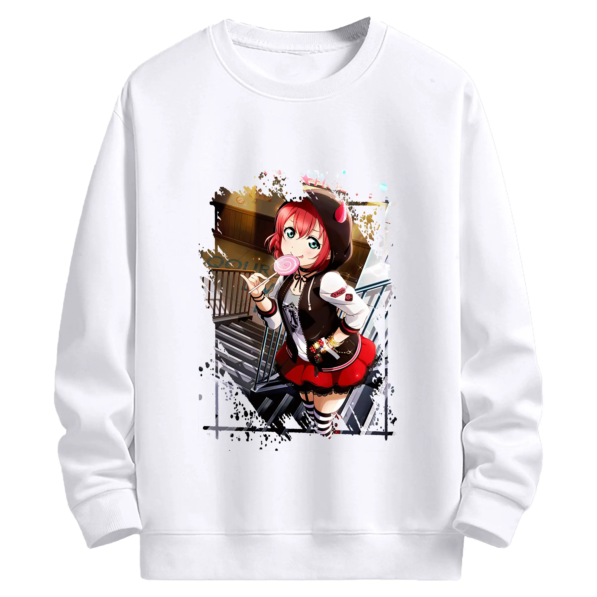 Love Live! グッズ,黒澤ルビィ - 高品質 クルーネック スウェット ・ コットン59％ ポリエステル41％ ・ ユニセックス 長袖 トレーナー ・ カジュアル デイリー スポーツ 散歩用