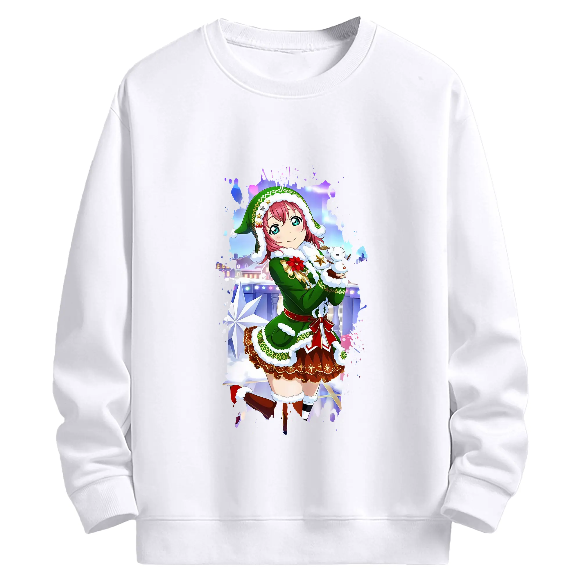 Love Live! グッズ,黒澤ルビィ - 高品質 クルーネック スウェット ・ コットン59％ ポリエステル41％ ・ ユニセックス 長袖 トレーナー ・ カジュアル デイリー スポーツ 散歩用