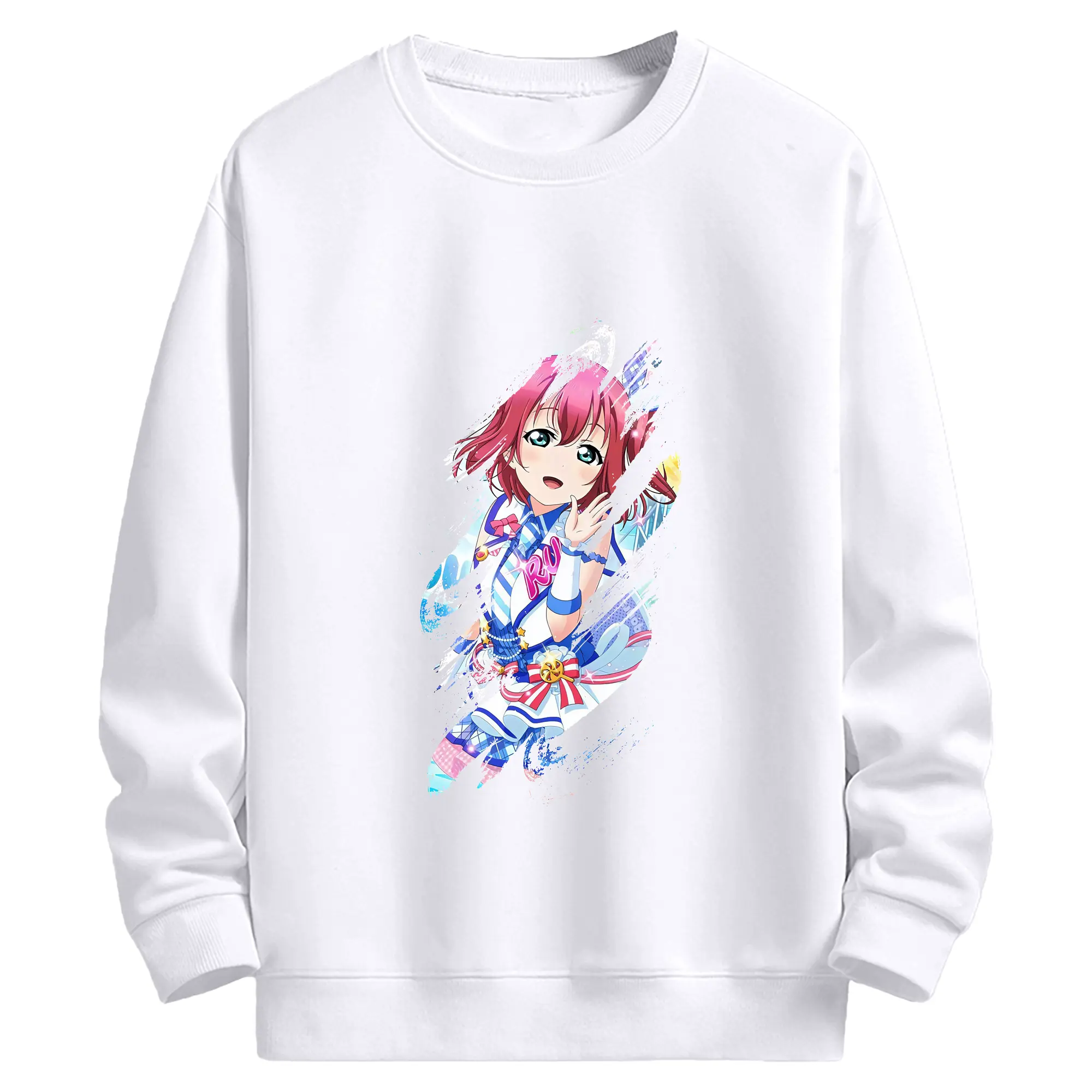 Love Live! グッズ,黒澤ルビィ - 高品質 クルーネック スウェット ・ コットン59％ ポリエステル41％ ・ ユニセックス 長袖 トレーナー ・ カジュアル デイリー スポーツ 散歩用