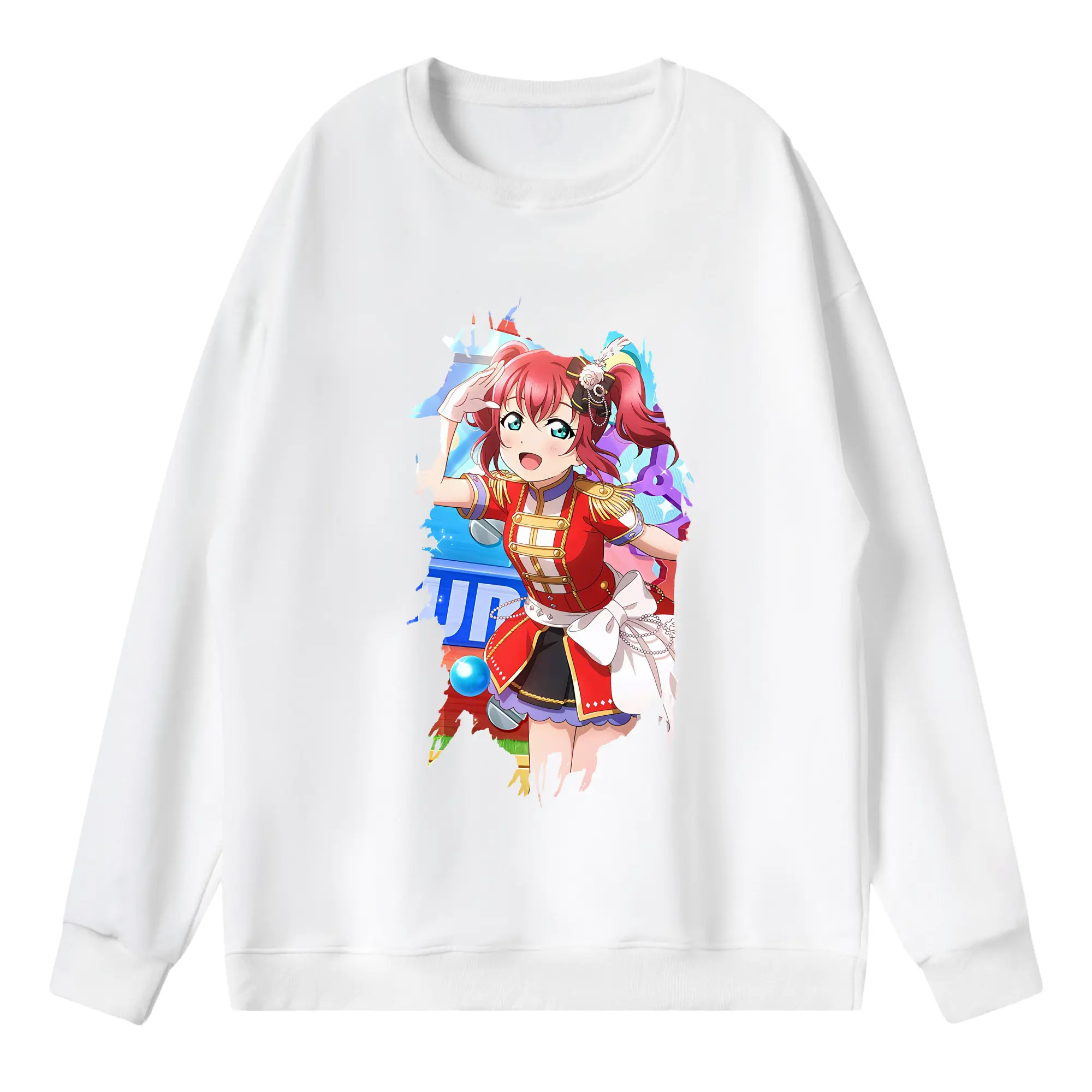 Love Live! グッズ,黒澤ルビィ - 薄手 クルーネック スウェット 裏毛260g · ポリエステル 春秋向け カジュアル 男女兼用 · トレーナー デイリー スポーツ 散歩に最適