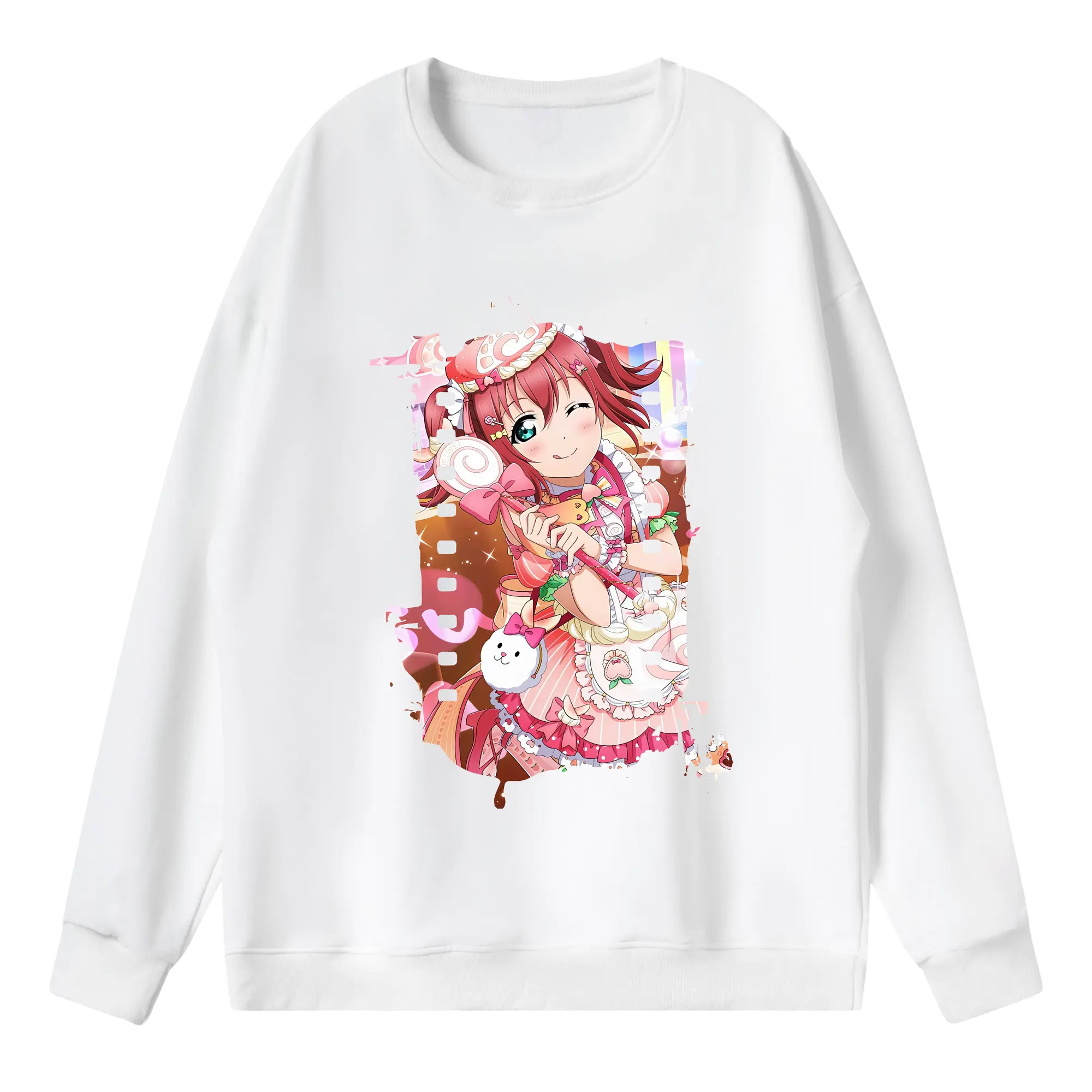 Love Live! グッズ,黒澤ルビィ - 薄手 クルーネック スウェット 裏毛260g · ポリエステル 春秋向け カジュアル 男女兼用 · トレーナー デイリー スポーツ 散歩に最適