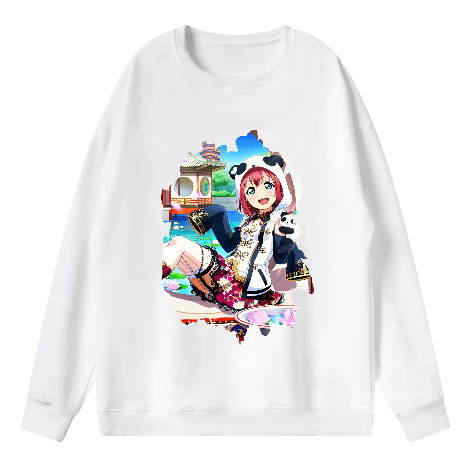 Love Live! グッズ,黒澤ルビィ - 薄手 クルーネック スウェット 裏毛260g · ポリエステル 春秋向け カジュアル 男女兼用 · トレーナー デイリー スポーツ 散歩に最適