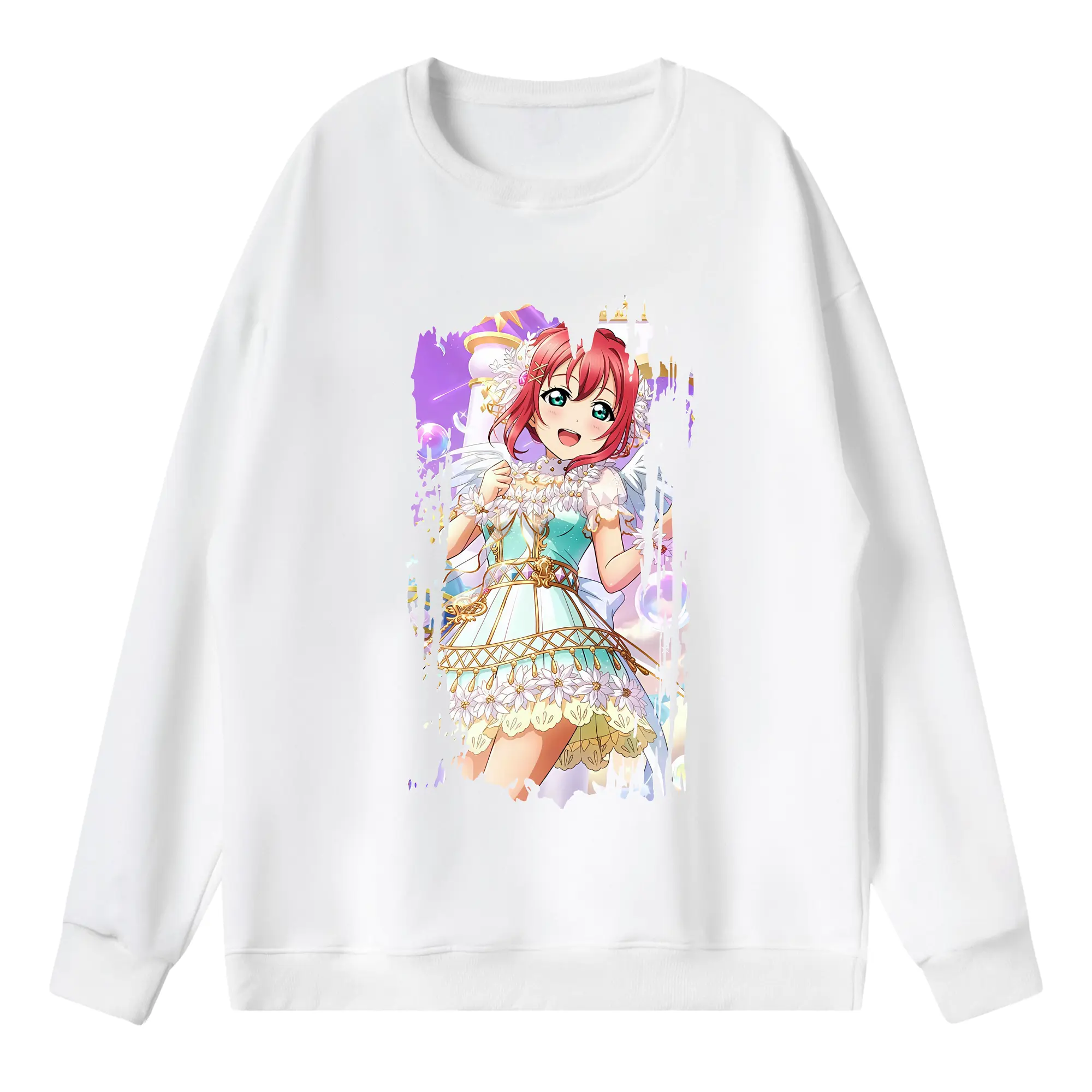 Love Live! グッズ,黒澤ルビィ - 薄手 クルーネック スウェット 裏毛260g · ポリエステル 春秋向け カジュアル 男女兼用 · トレーナー デイリー スポーツ 散歩に最適