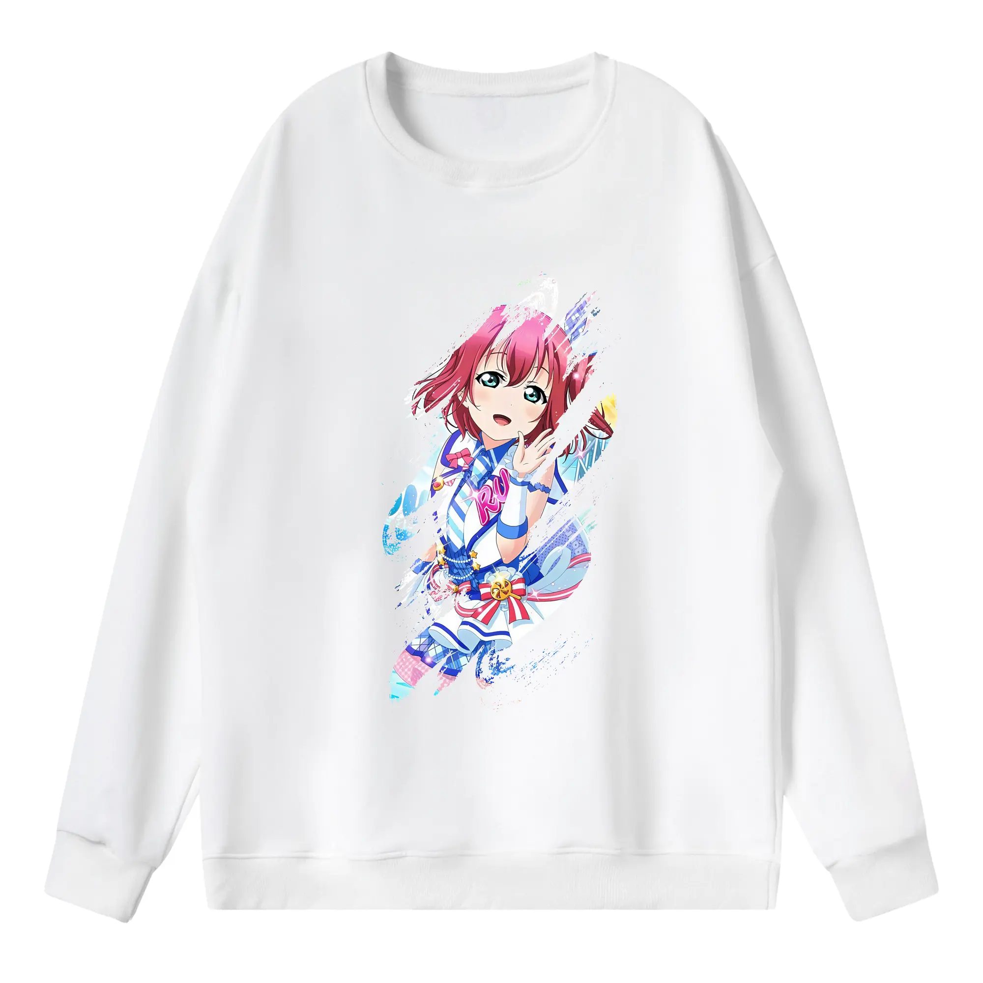 Love Live! グッズ,黒澤ルビィ - 薄手 クルーネック スウェット 裏毛260g · ポリエステル 春秋向け カジュアル 男女兼用 · トレーナー デイリー スポーツ 散歩に最適