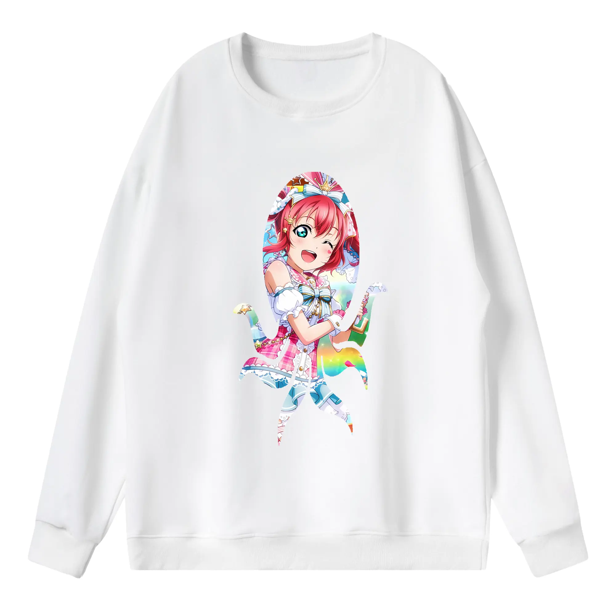 Love Live! グッズ,黒澤ルビィ - 薄手 クルーネック スウェット 裏毛260g · ポリエステル 春秋向け カジュアル 男女兼用 · トレーナー デイリー スポーツ 散歩に最適